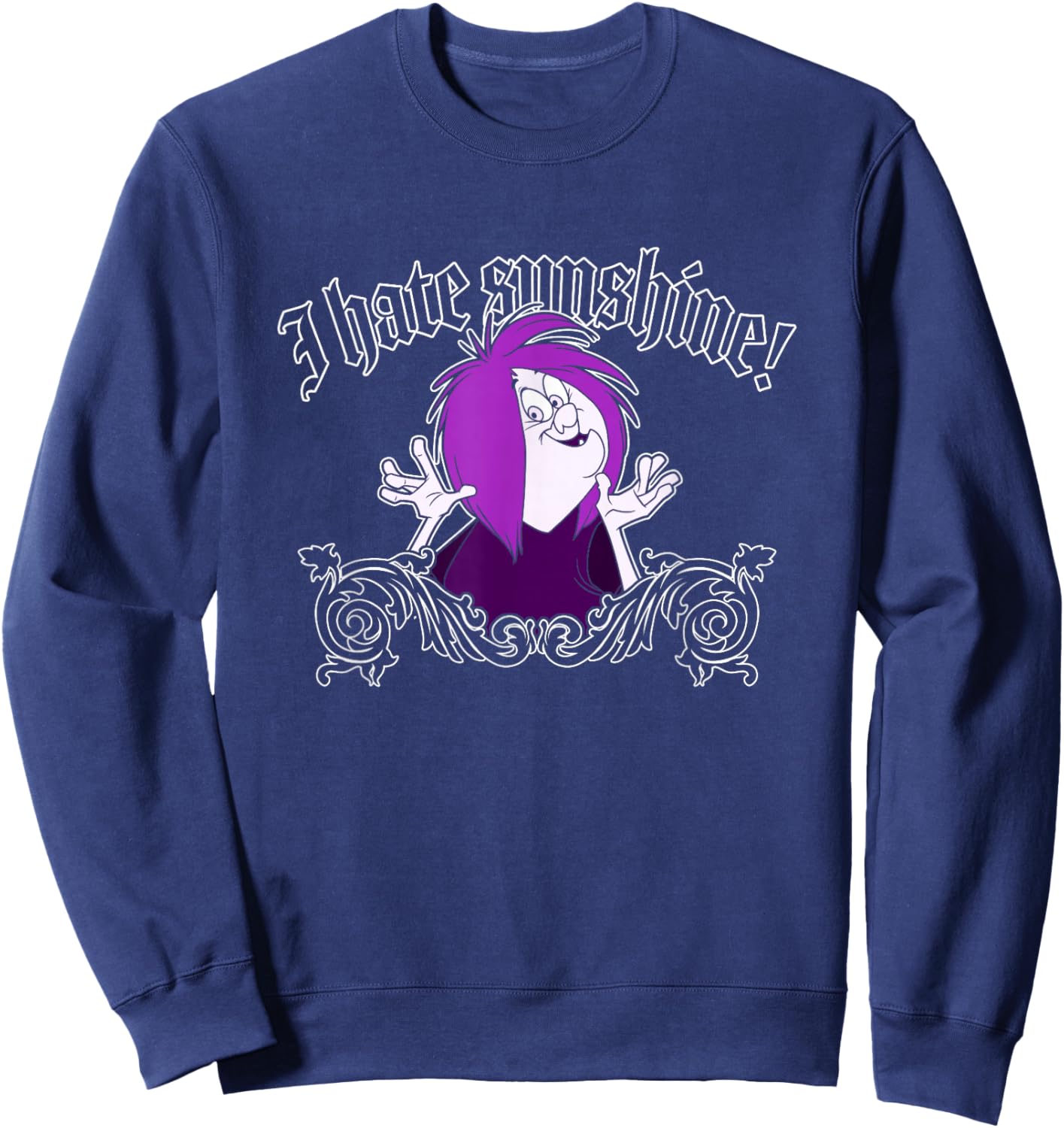 Disney The Sword in The Stone I Hate Sunshine Madam Mim Logo Sweatshirt - Sweatshirt | Navy