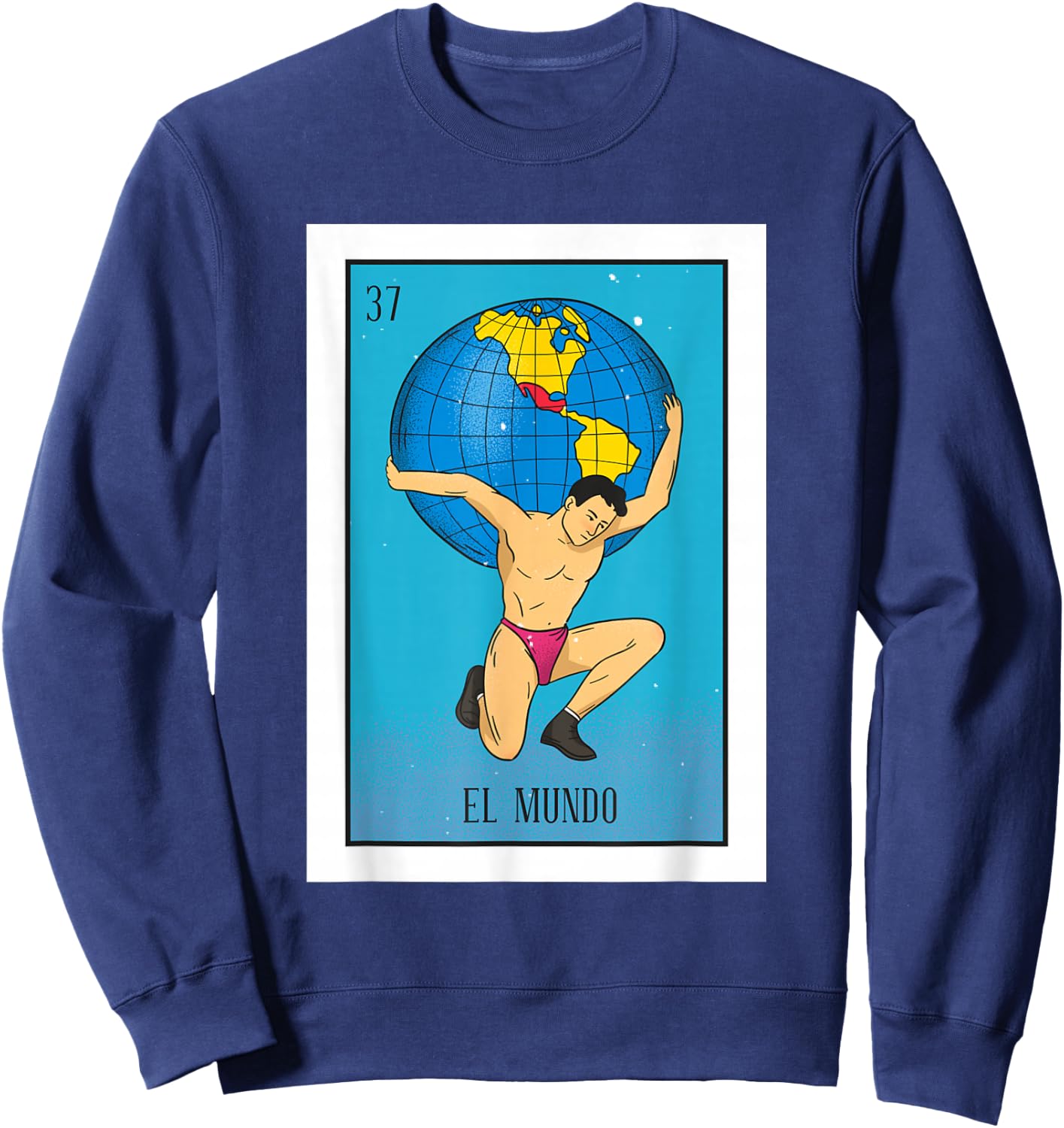El Mundo Lottery Card Gift The World Card Mexican Lottery Sweatshirt - Sweatshirt | Navy