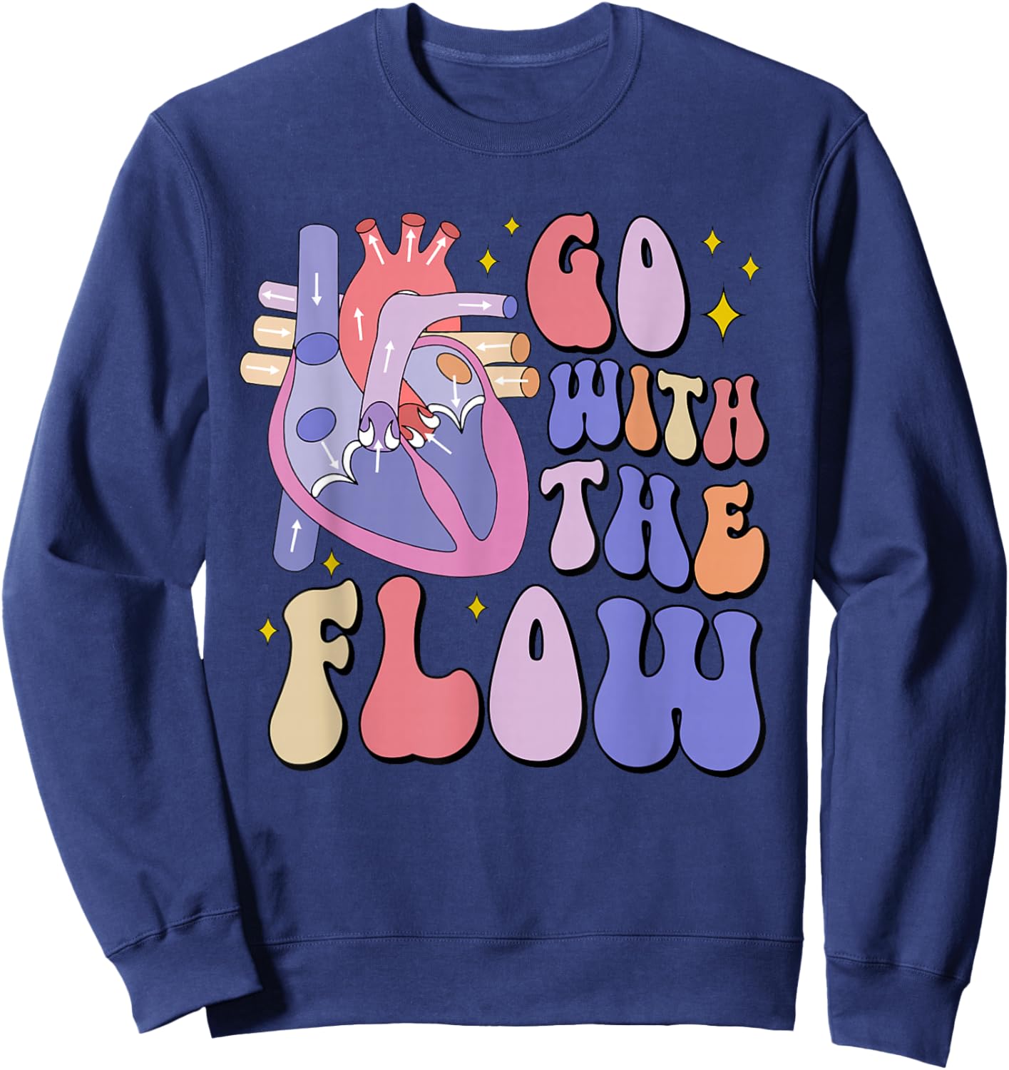 CVICU Cardiac Nurse Anatomy Cardiology Human Heart Flow Sweatshirt - Sweatshirt | Navy