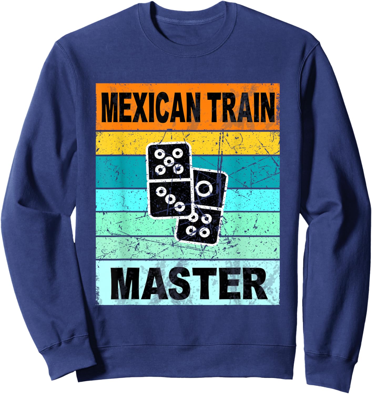 Retro Mexican Train Master Shirt Funny Dominoes Shirts Men , Small, Black Sweatshirt - Sweatshirt | Navy