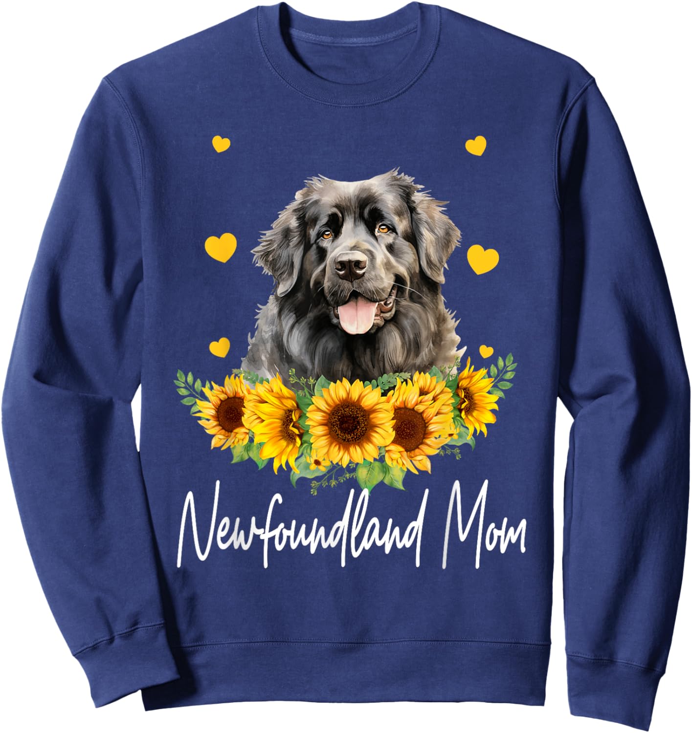 Sunflower Newfoundland Mom Dog Lover Sweatshirt - Sweatshirt | Navy