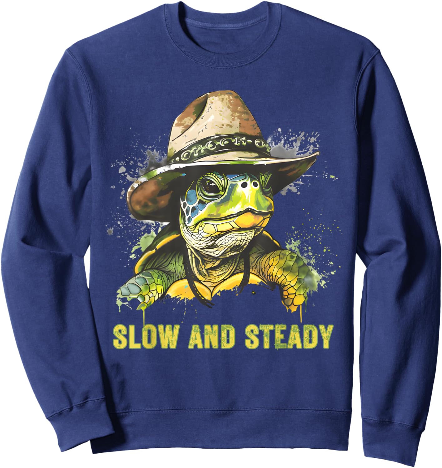 Slow and Steady Turtle - Turtle Hat Sweatshirt - Sweatshirt | Navy