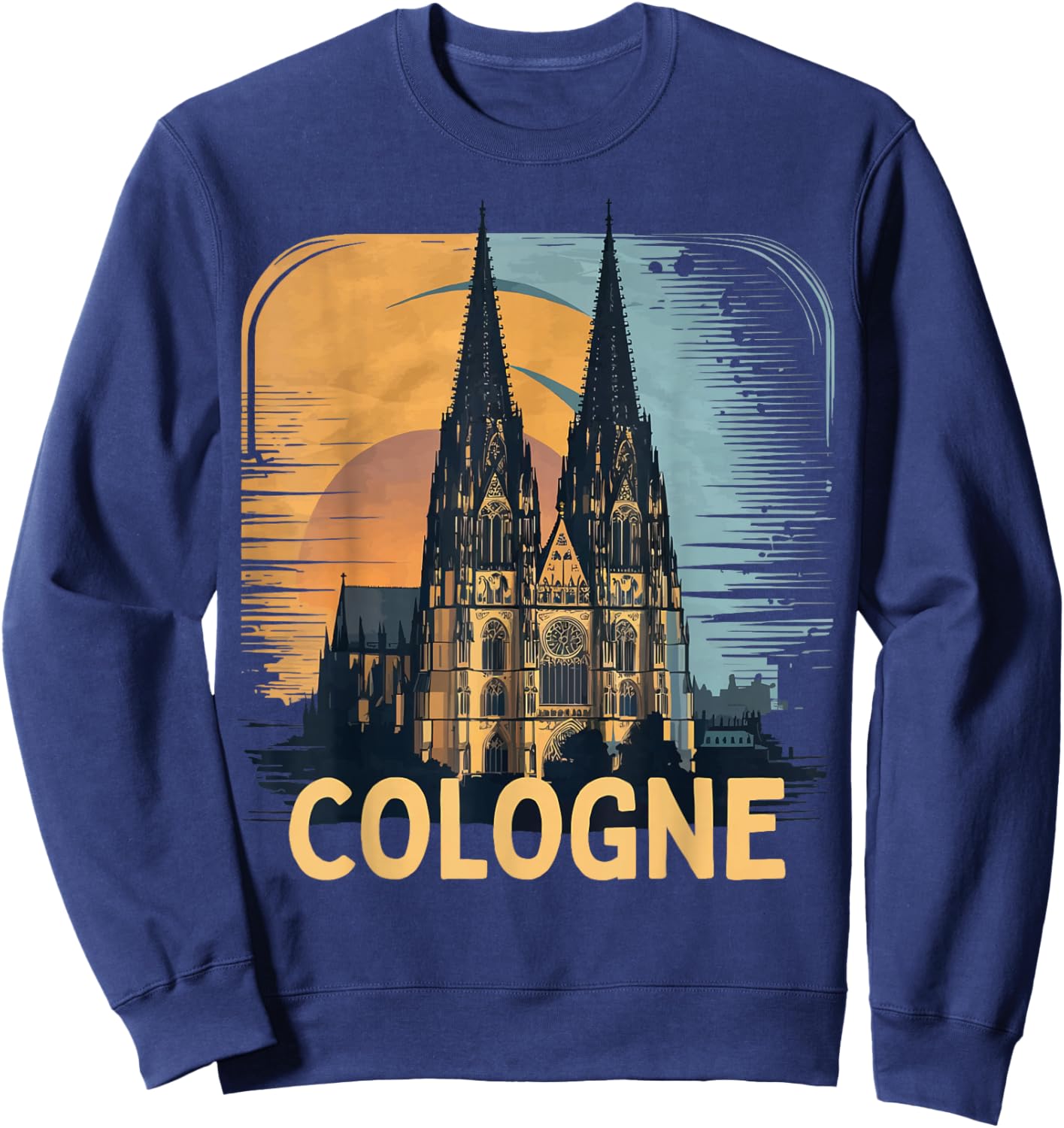 Cologne Cathedral Vintage Silhouette Köln German Skyline Sweatshirt - Sweatshirt | Navy