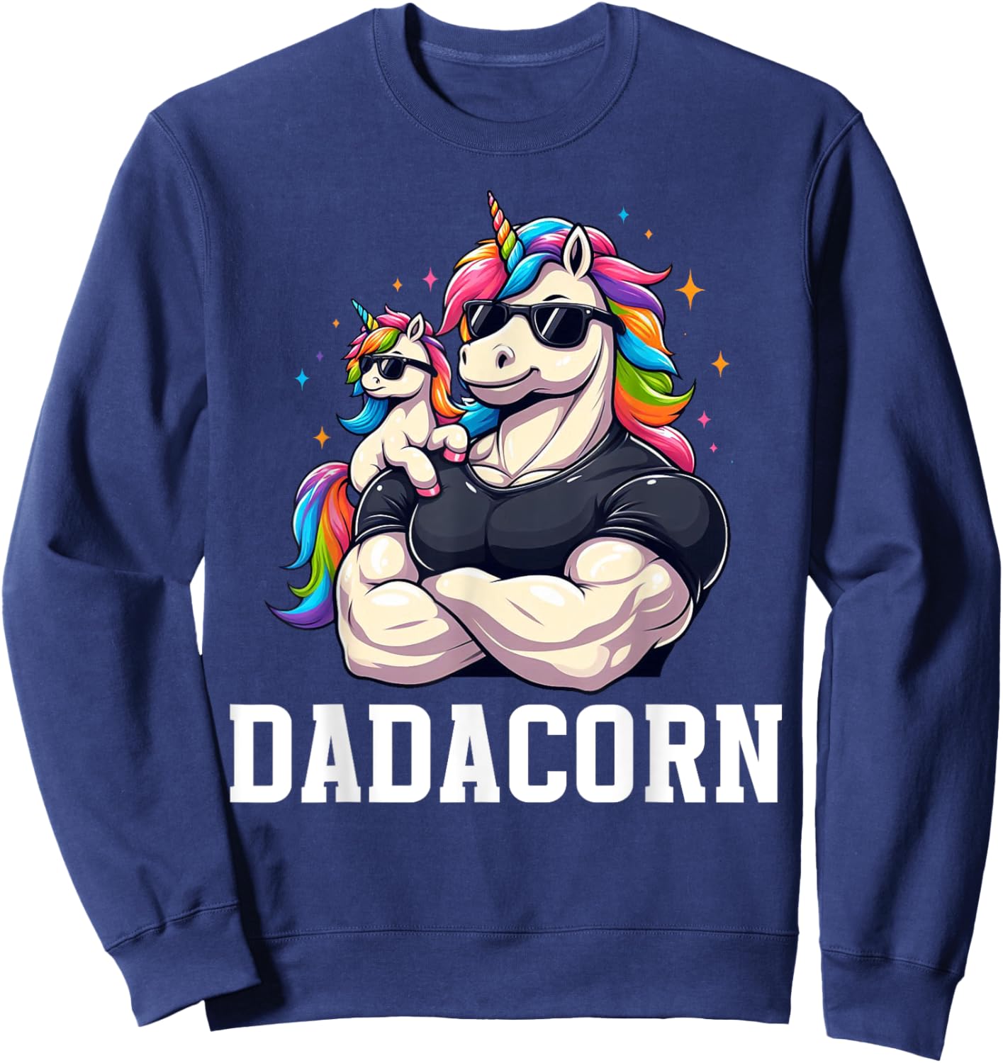 Dadacorn Unicorn Dad Papa Father's Day Daughter Sweatshirt - Sweatshirt | Navy
