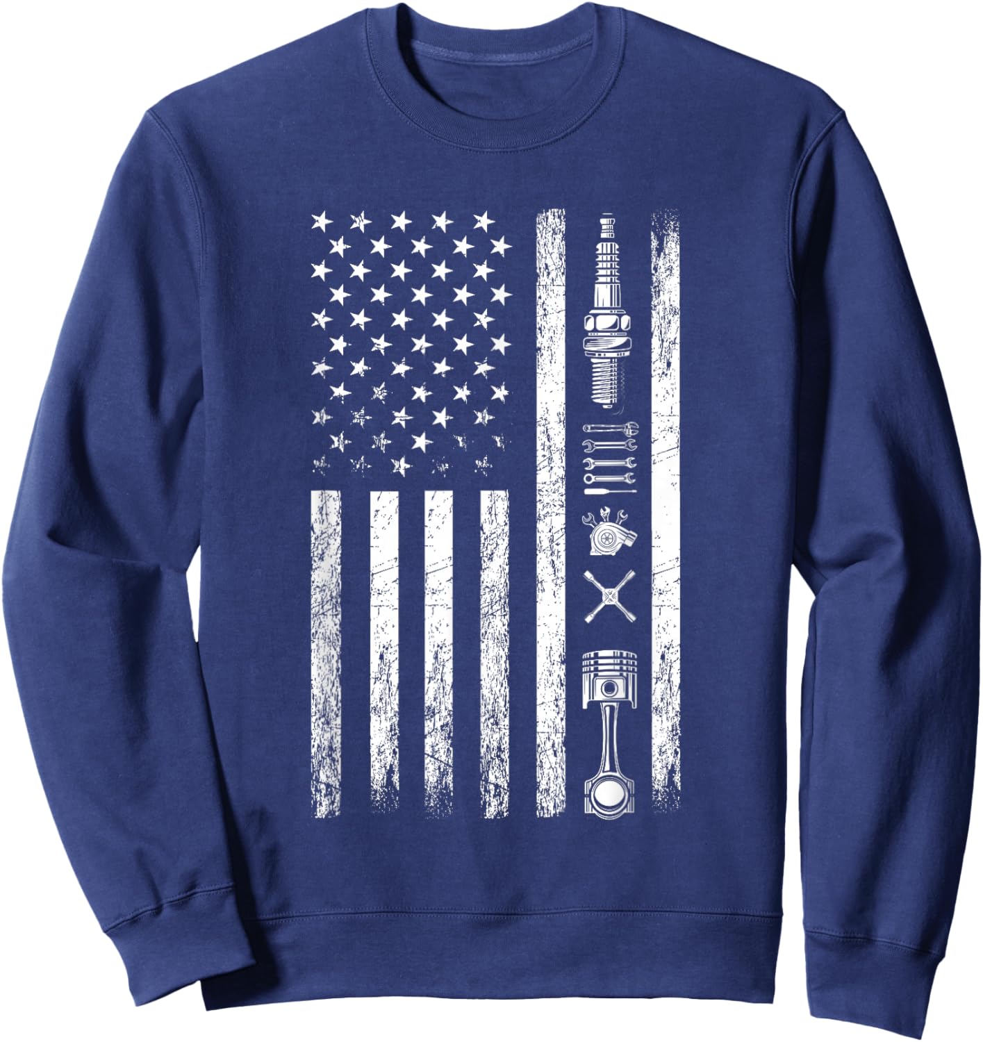 Mechanic US Flag Patriotic Worker Patriot USA Mechanic Sweatshirt - Sweatshirt | Navy