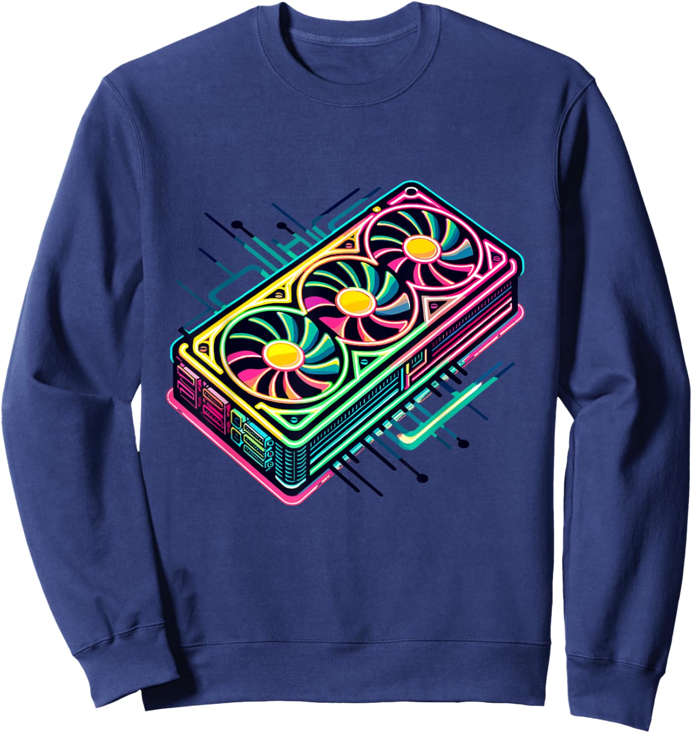 RGB Gaming Graphics Card Aesthetic GPU Video Gamer Sweatshirt - Sweatshirt | Navy