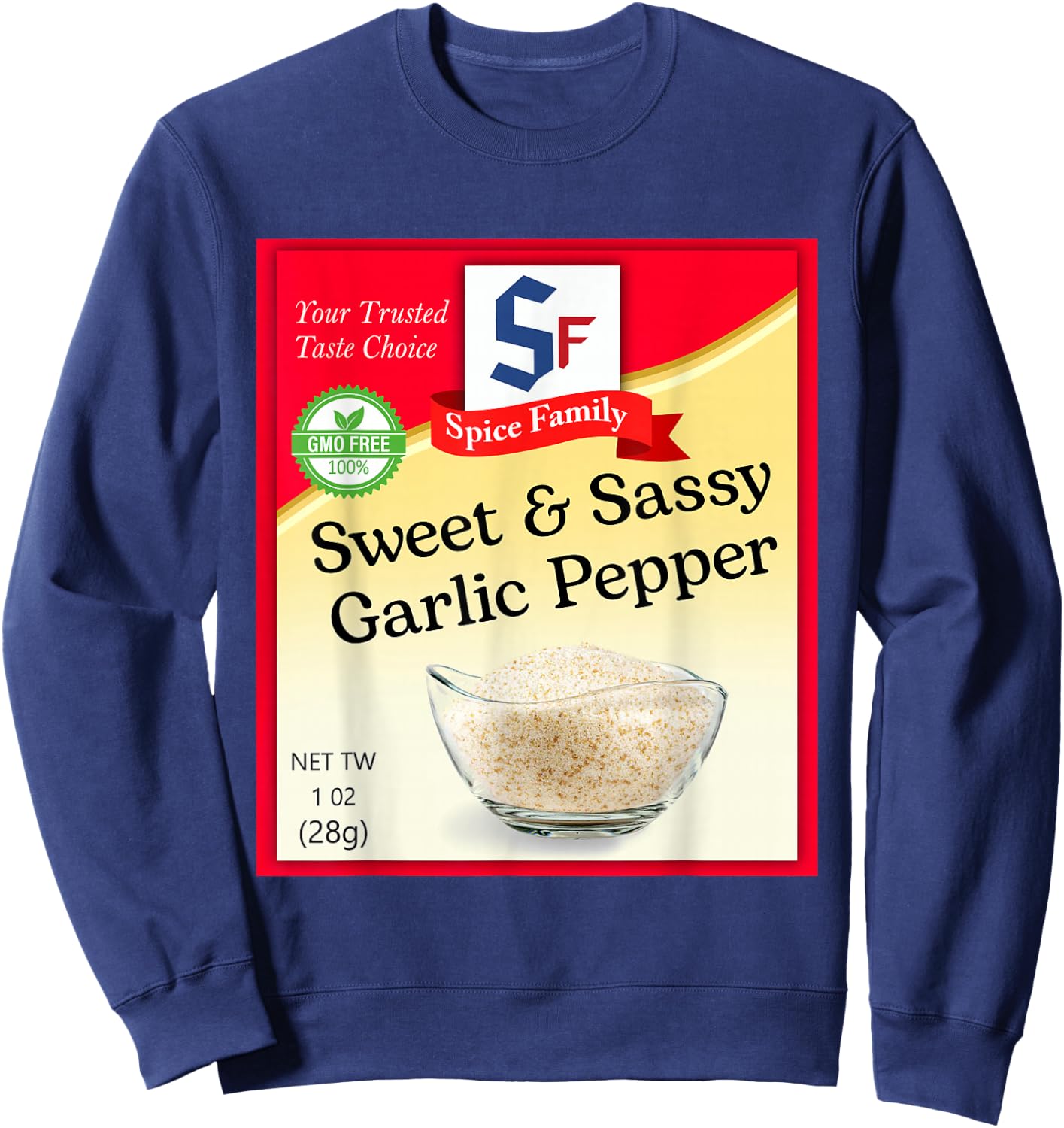 Sweet & Sassy Garlic Pepper Condiment Costume Holiday Sweatshirt - Sweatshirt | Navy
