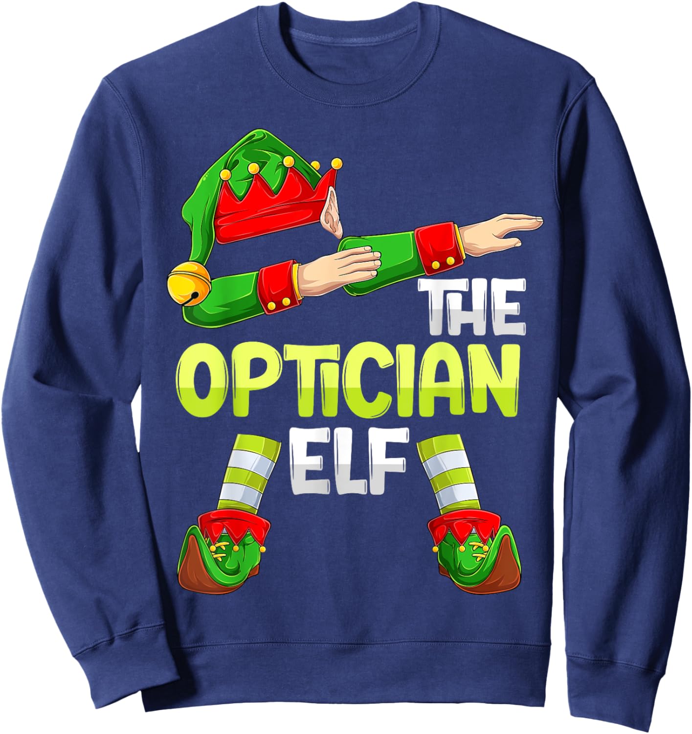 Dabbing Elf Christmas Optometrist Optometry The Optician Elf Sweatshirt - Sweatshirt | Navy