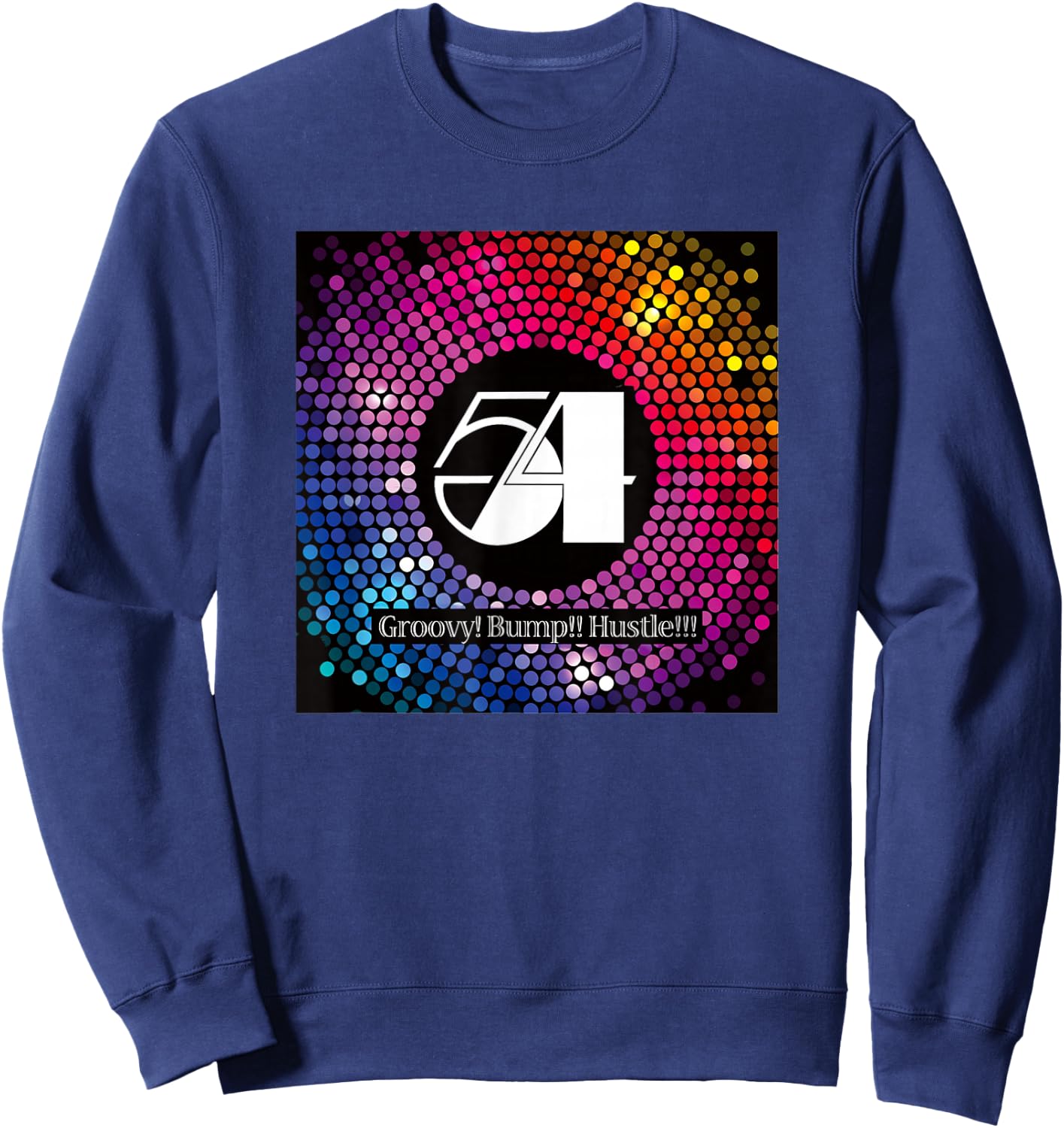 Disco Freaks Store Men's Studio 54 Retro Disco Black Graphic , Small, Short Sleeve, , Classic Fit, Lightweight Sweatshirt - Sweatshirt | Navy