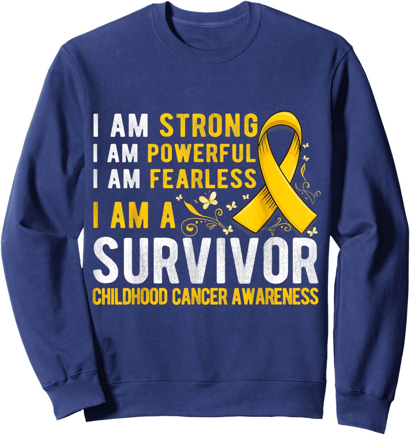 Gold Childhood Cancer survivor Support Childhood Cancer Gold Sweatshirt - Sweatshirt | Navy
