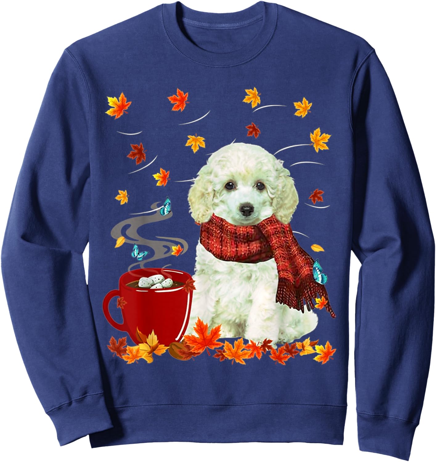 Toy Poodle - Fall - Chocolate - Hot - Funny Dog Autumn Men Women Sweatshirt - Sweatshirt | Navy