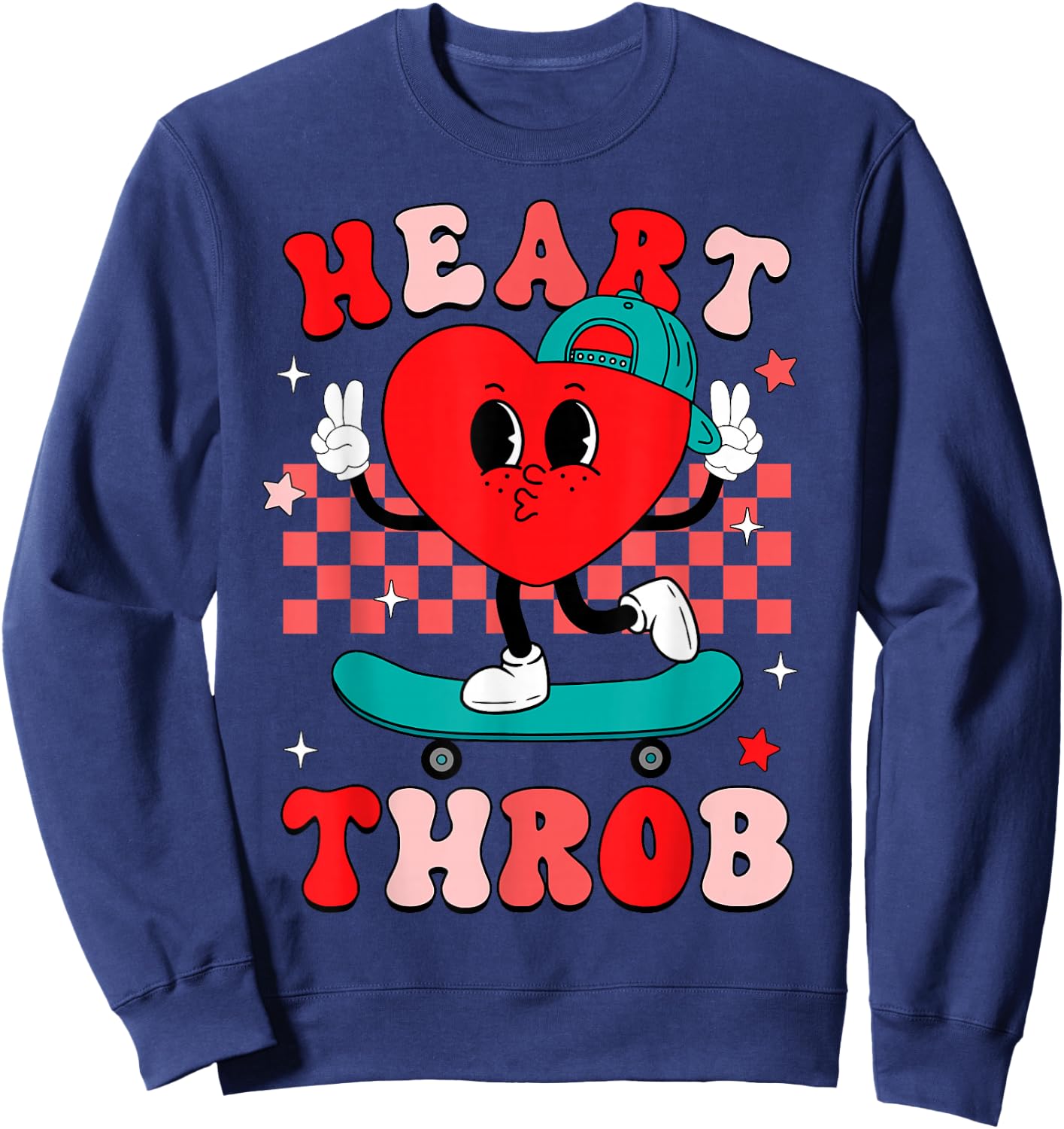Heart Throb Groovy Valentine Skateboard Toddler Boy Kid Sweatshirt - Sweatshirt | Navy