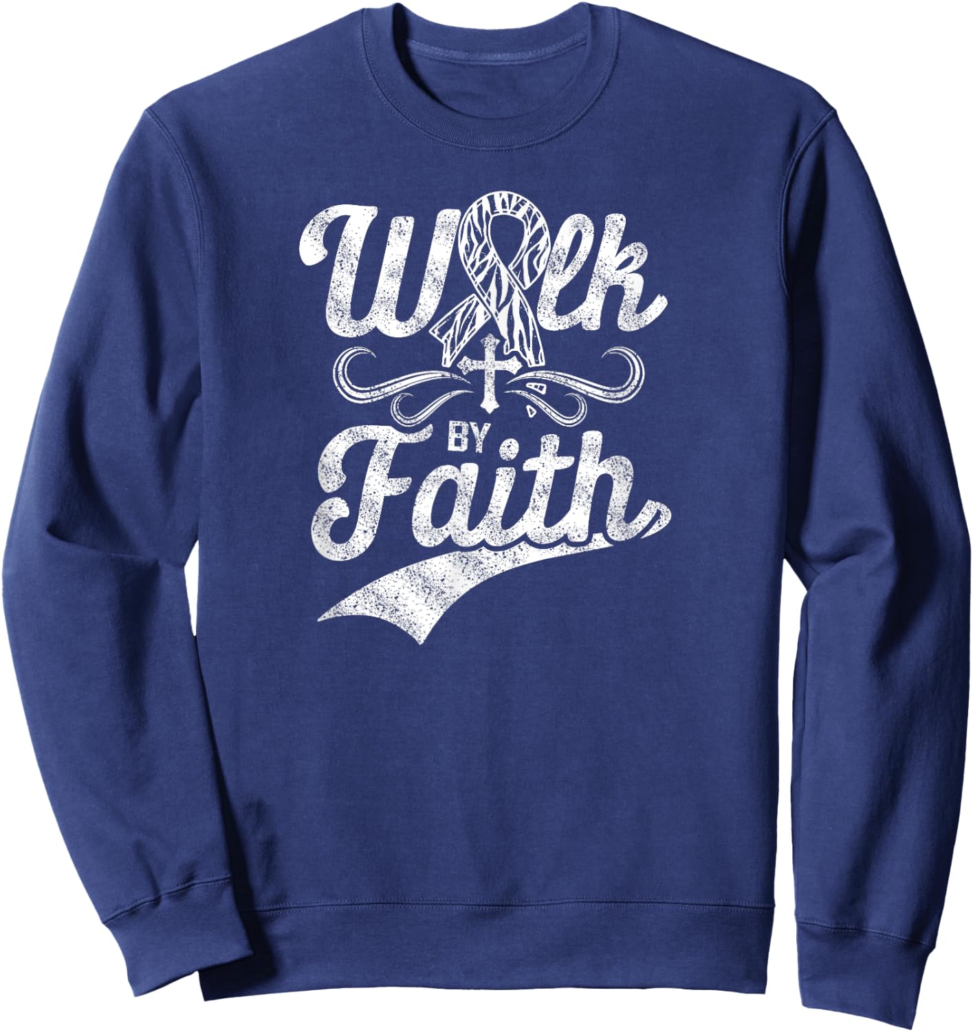 Mindful Christian Religious Zebra Ribbon Carcinoid Cancer Sweatshirt - Sweatshirt | Navy