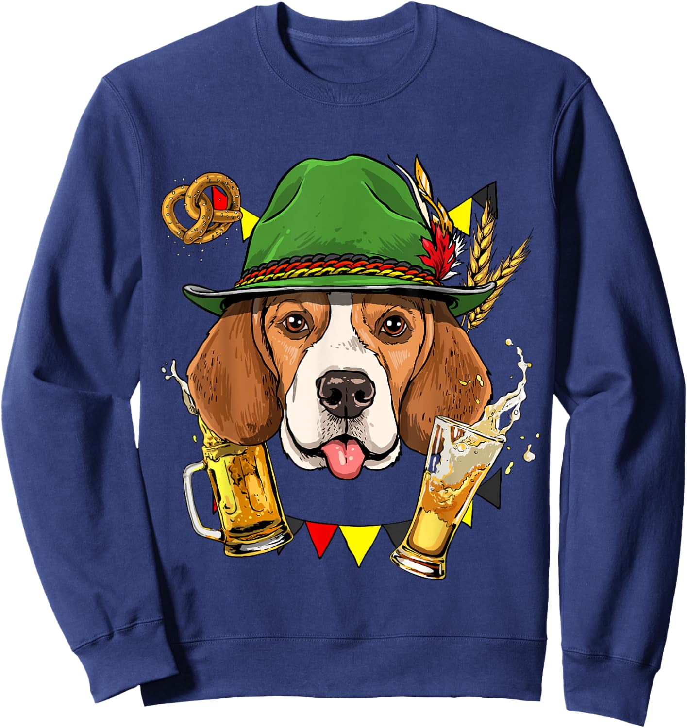 Beagle Oktoberfest Shirt Lederhosen Costume German Beer Fest Sweatshirt - Sweatshirt | Navy