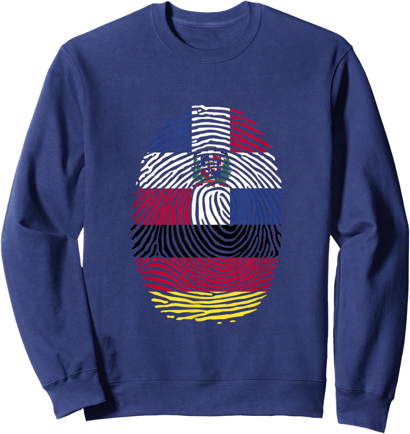 Dominican and Germany Fingerprint Dominicana German Roots Sweatshirt - Sweatshirt | Navy
