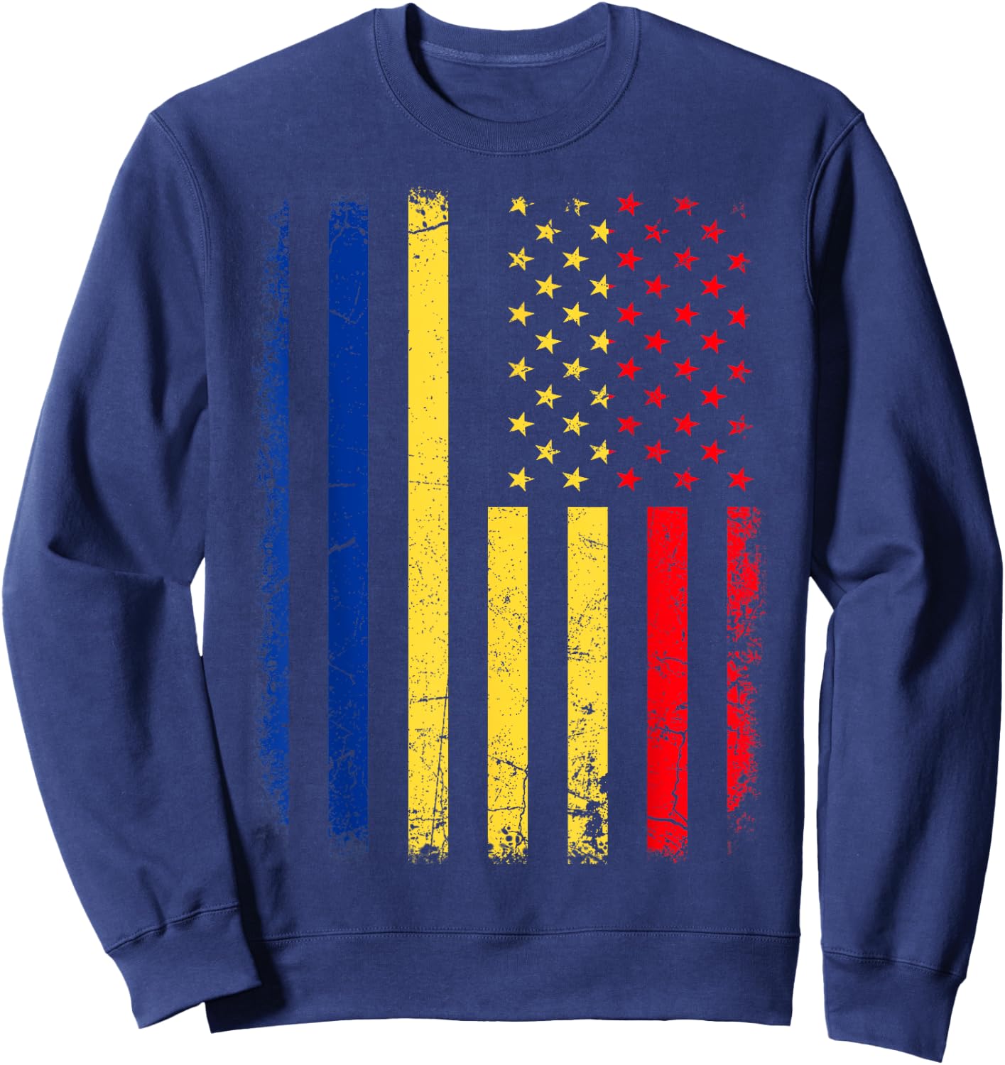 Romanian American Flag Romania America Pride Heritage Sweatshirt - Sweatshirt | Navy