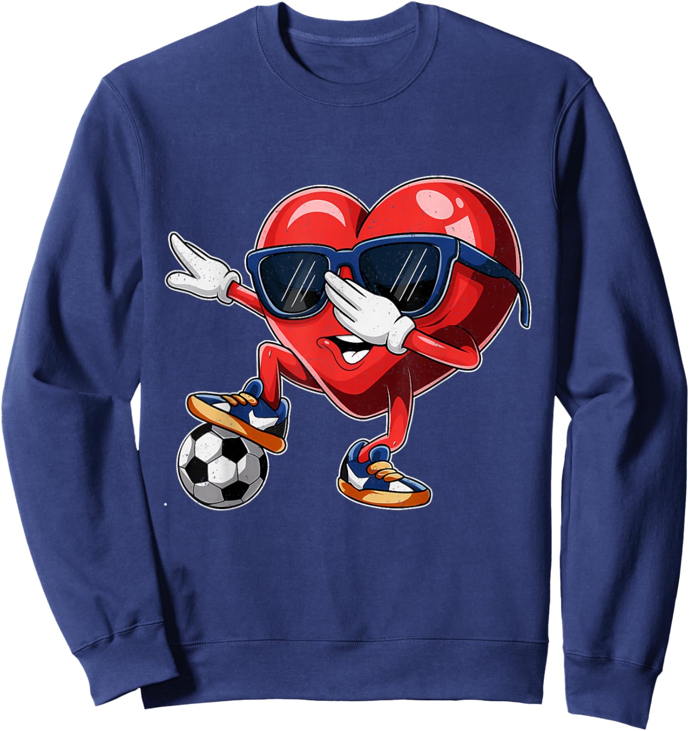 Valentine's Day Heart Dabbing Heart Player Soccer Boys Girl Sweatshirt - Sweatshirt | Navy