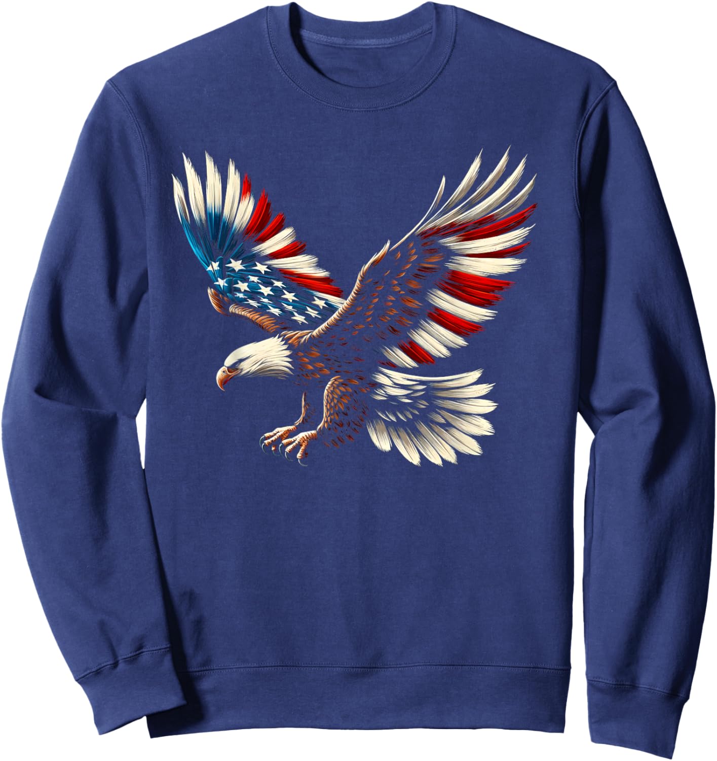 Bald Eagle & Patriotic American Flag 4th Of July Sweatshirt - Sweatshirt | Navy