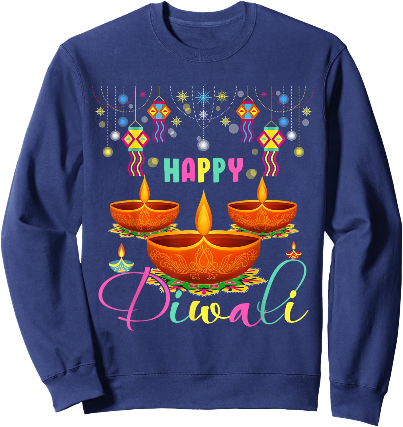 Happy Diwali Diya Lighting Matching Hindus Lover Family Sweatshirt - Sweatshirt | Navy