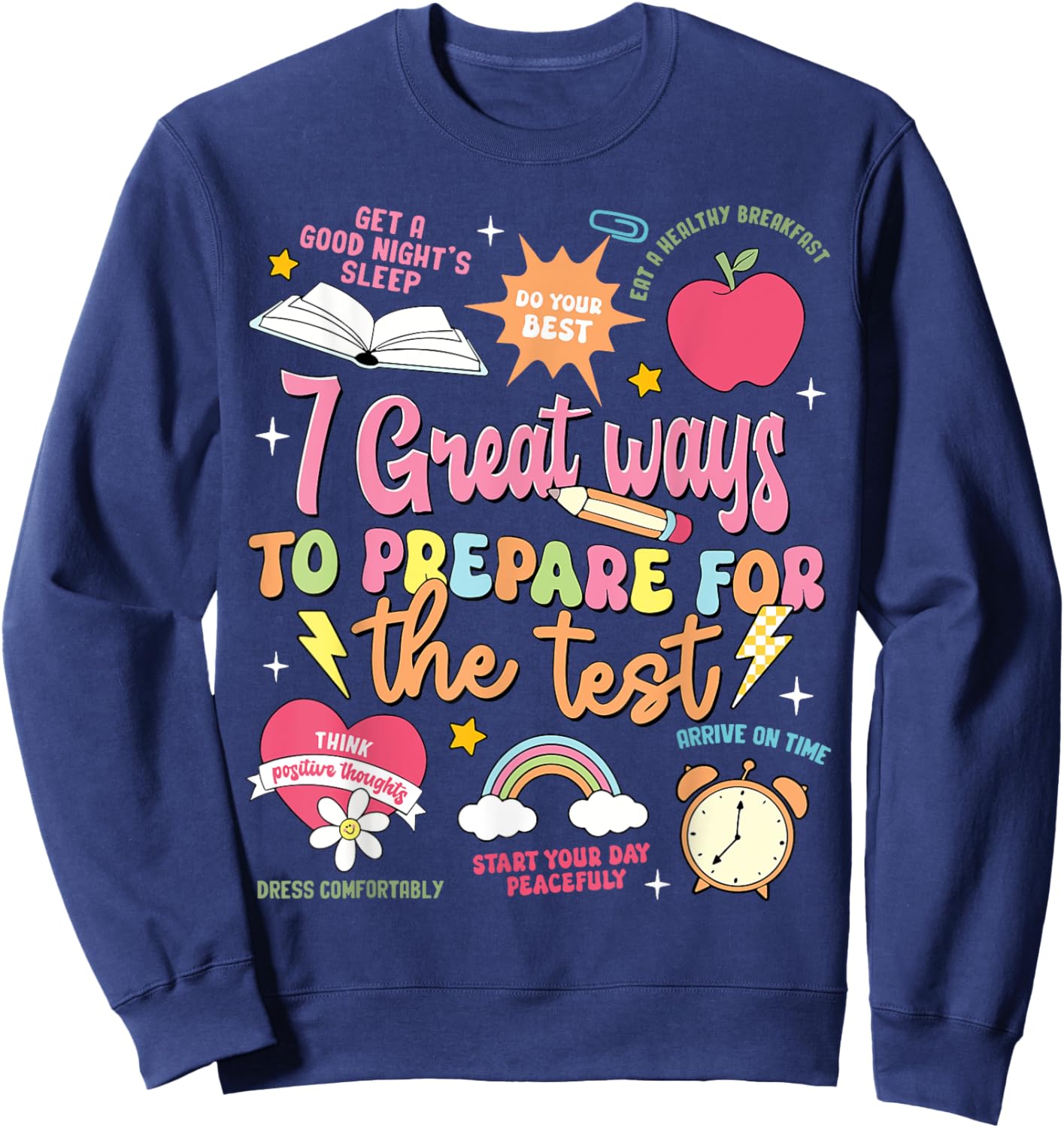 Funny Teacher Test Day Motivational Teacher Starr Testing Men Women Girls Kids Sweatshirt - Sweatshirt | Navy