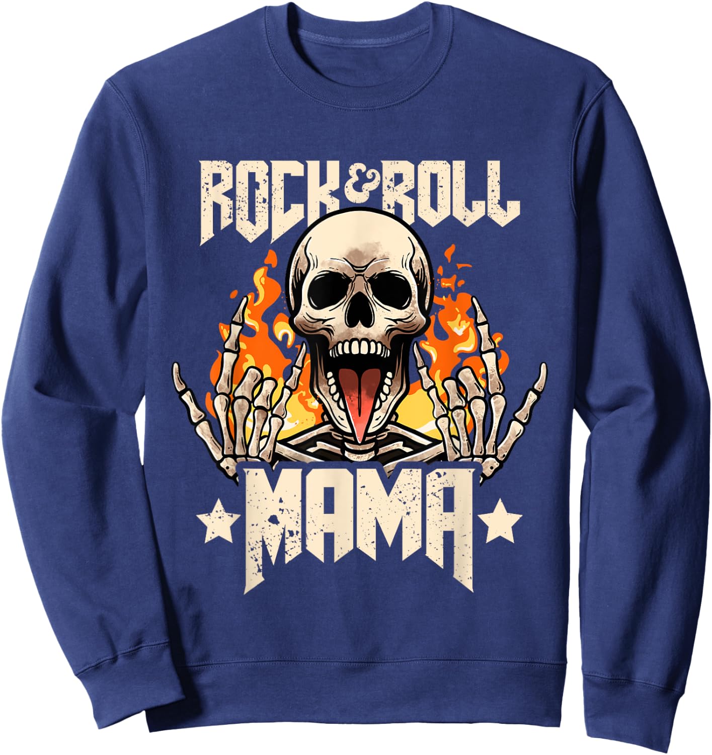Rock And Roll Mama Mom Vintage Retro Rock&Roll Rock Concert Sweatshirt - Sweatshirt | Navy