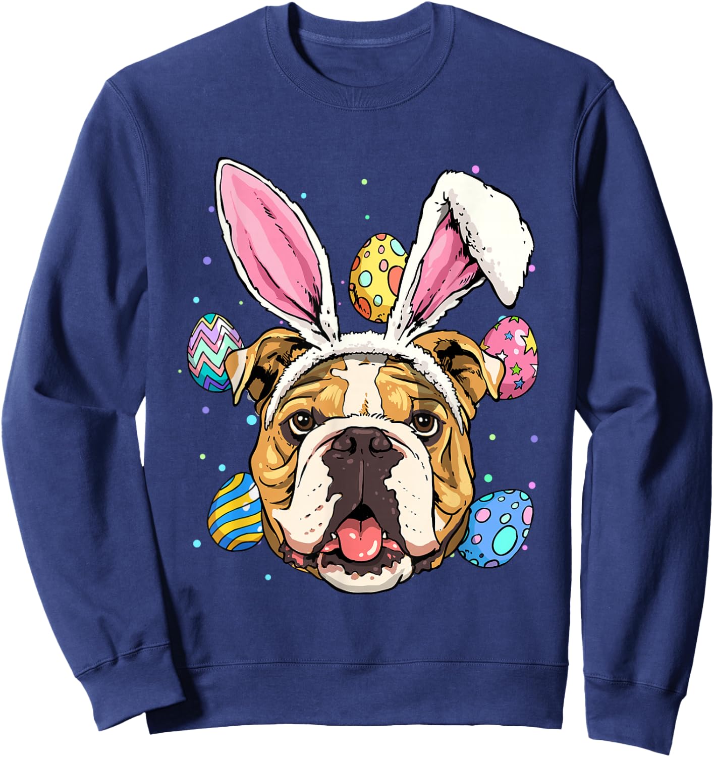 Easter Bunny American Bulldog Kids Men Women Sweatshirt - Sweatshirt | Navy