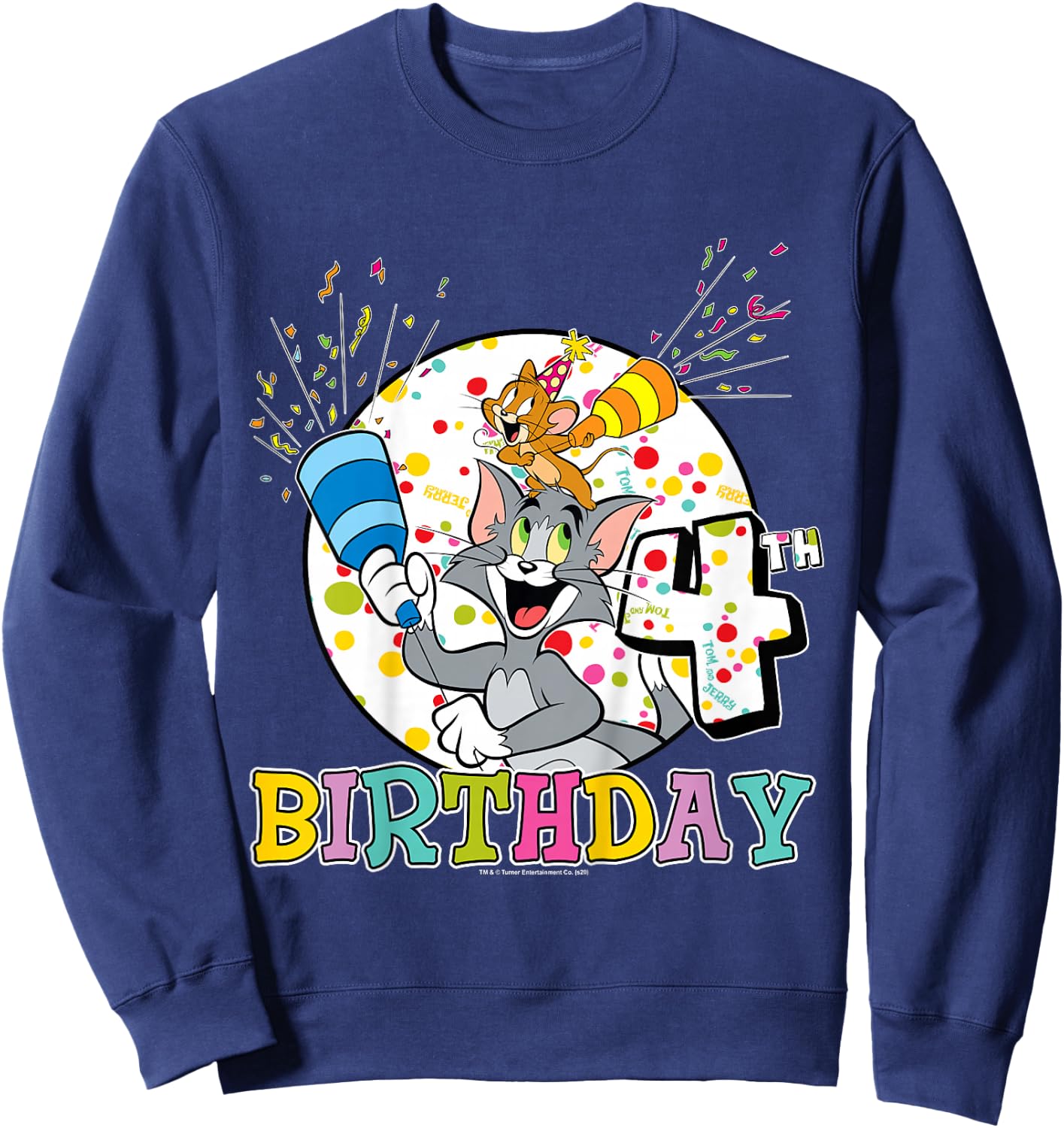 Kids Tom and Jerry 4th Birthday Portrait Sweatshirt - Sweatshirt | Navy