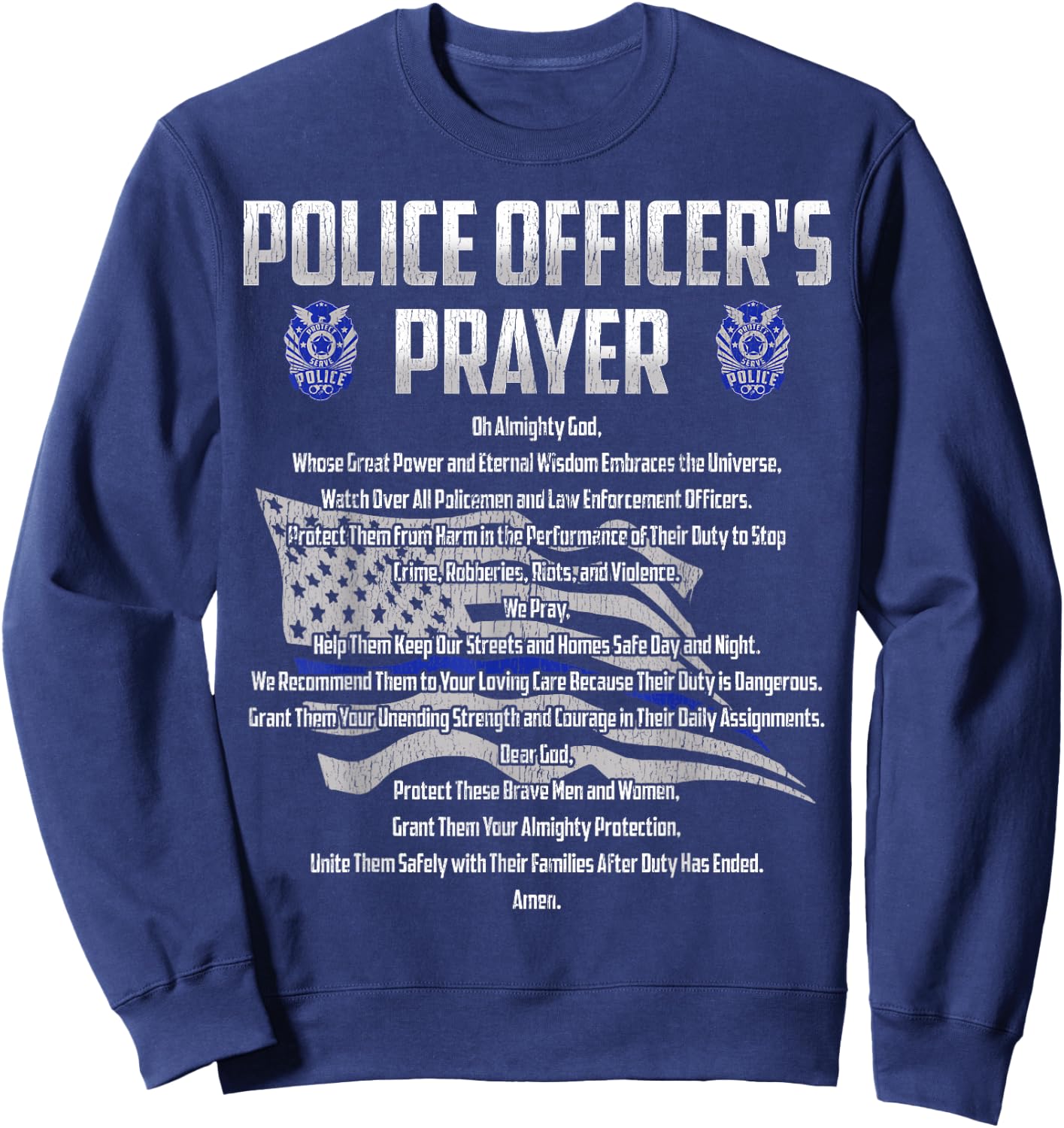 Police Officer's Prayer Policeman First Responder Cop Gift Sweatshirt - Sweatshirt | Navy