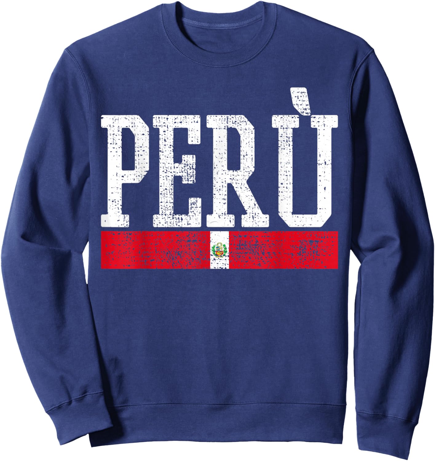Peru Peruvian National Flag Country Vintage Sweatshirt - Sweatshirt | Navy