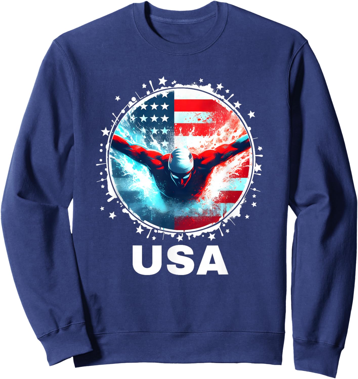 Swimming United States Team Apparel American Flag Swimming Sweatshirt - Sweatshirt | Navy