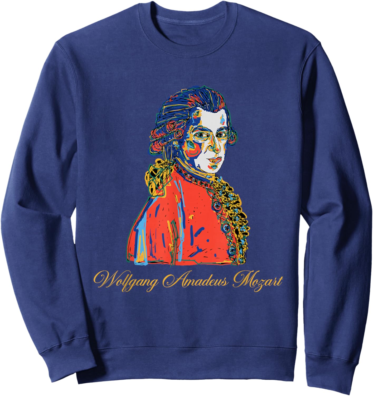 Wolfgang Amadeus Mozart Hand Drawn Portrait Vintage Sweatshirt - Sweatshirt | Navy