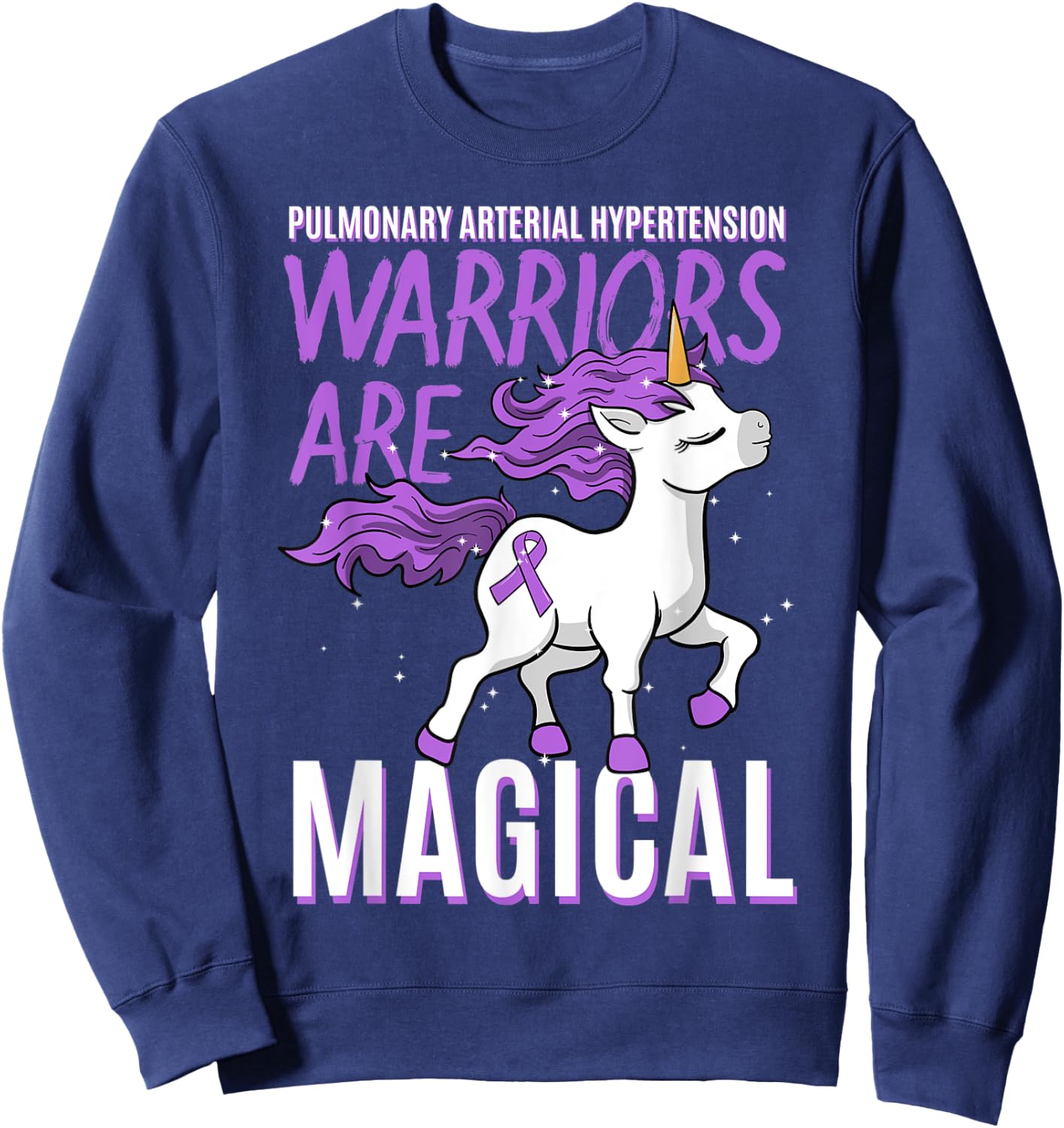 Pulmonary Arterial Hypertension Awareness Unicorn Lover Gift Sweatshirt - Sweatshirt | Navy