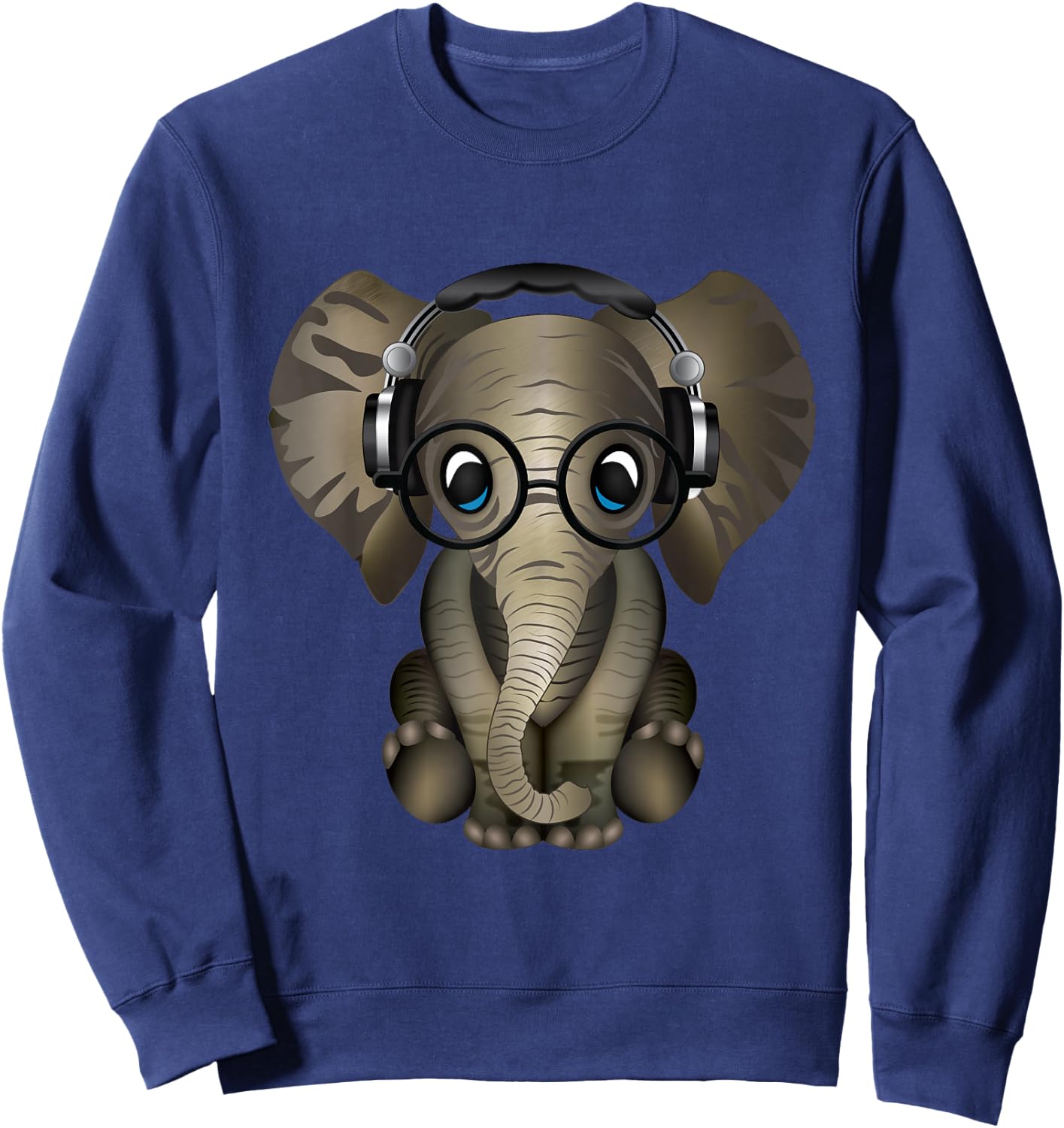 Baby Elephant DJ Wearing Headphones & Glasses Gift Sweatshirt - Sweatshirt | Navy
