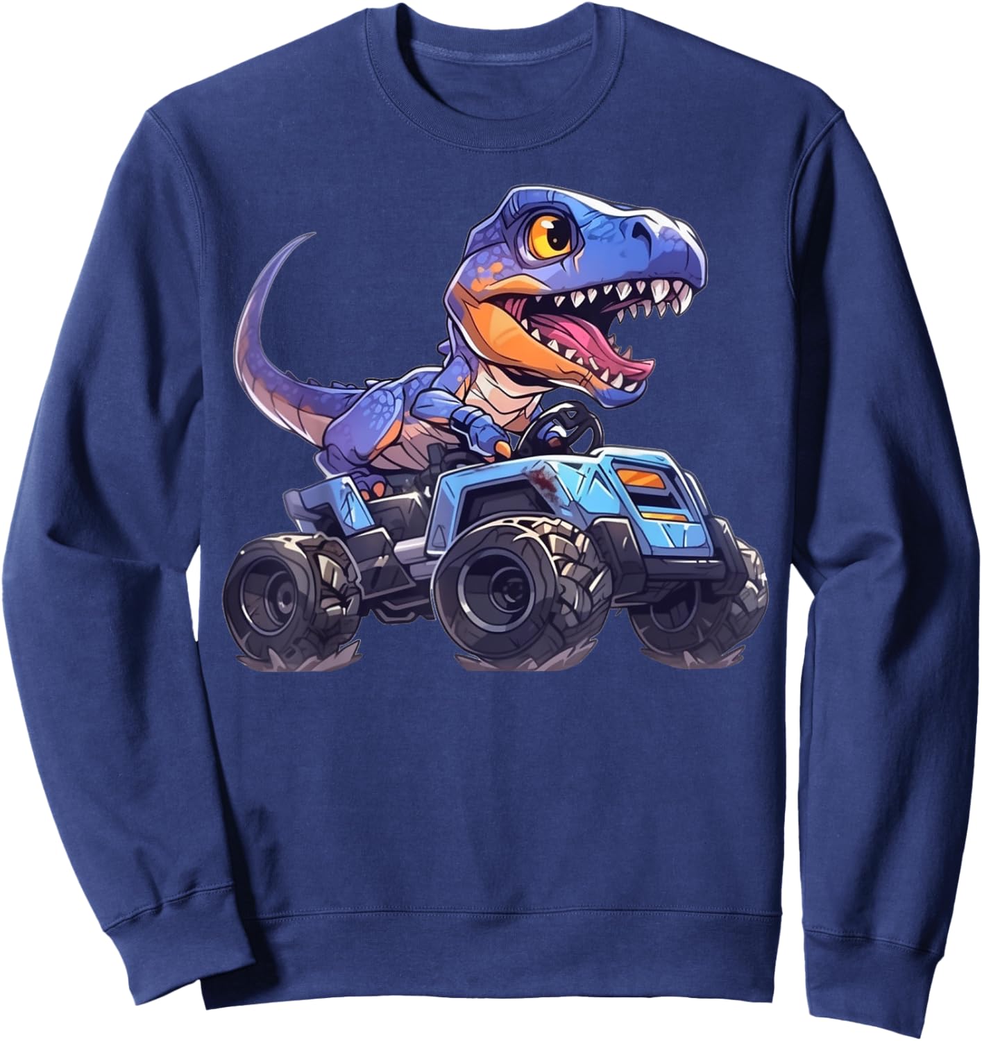 Monster Truck Shark Dinosaur T rex for Toddlers Kids Sweatshirt - Sweatshirt | Navy
