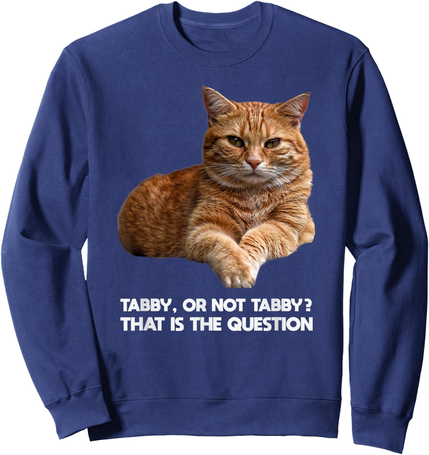 Orange Tabby Cat Funny Meme Design Graphic Sweatshirt - Sweatshirt | Navy