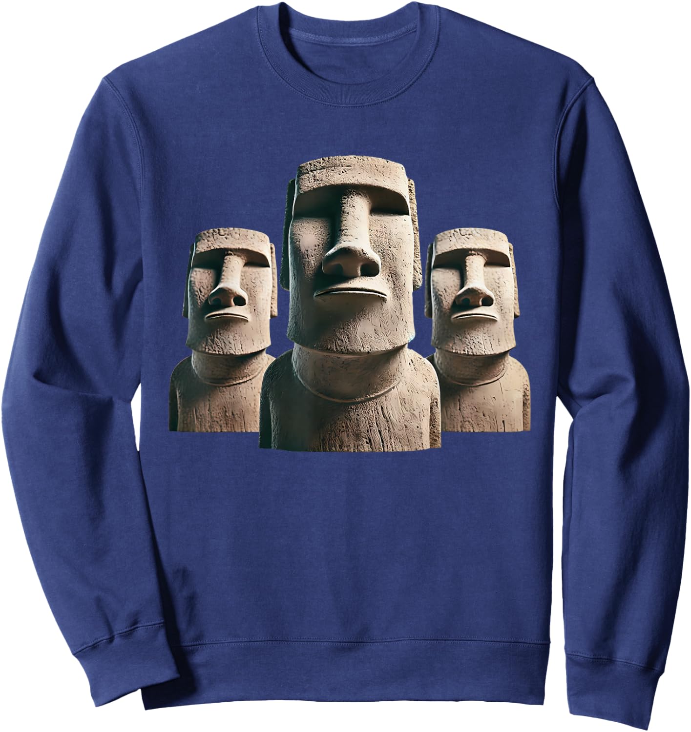 Moai Statue, Moai Monoliths, Easter Island Moai Sweatshirt - Sweatshirt | Navy