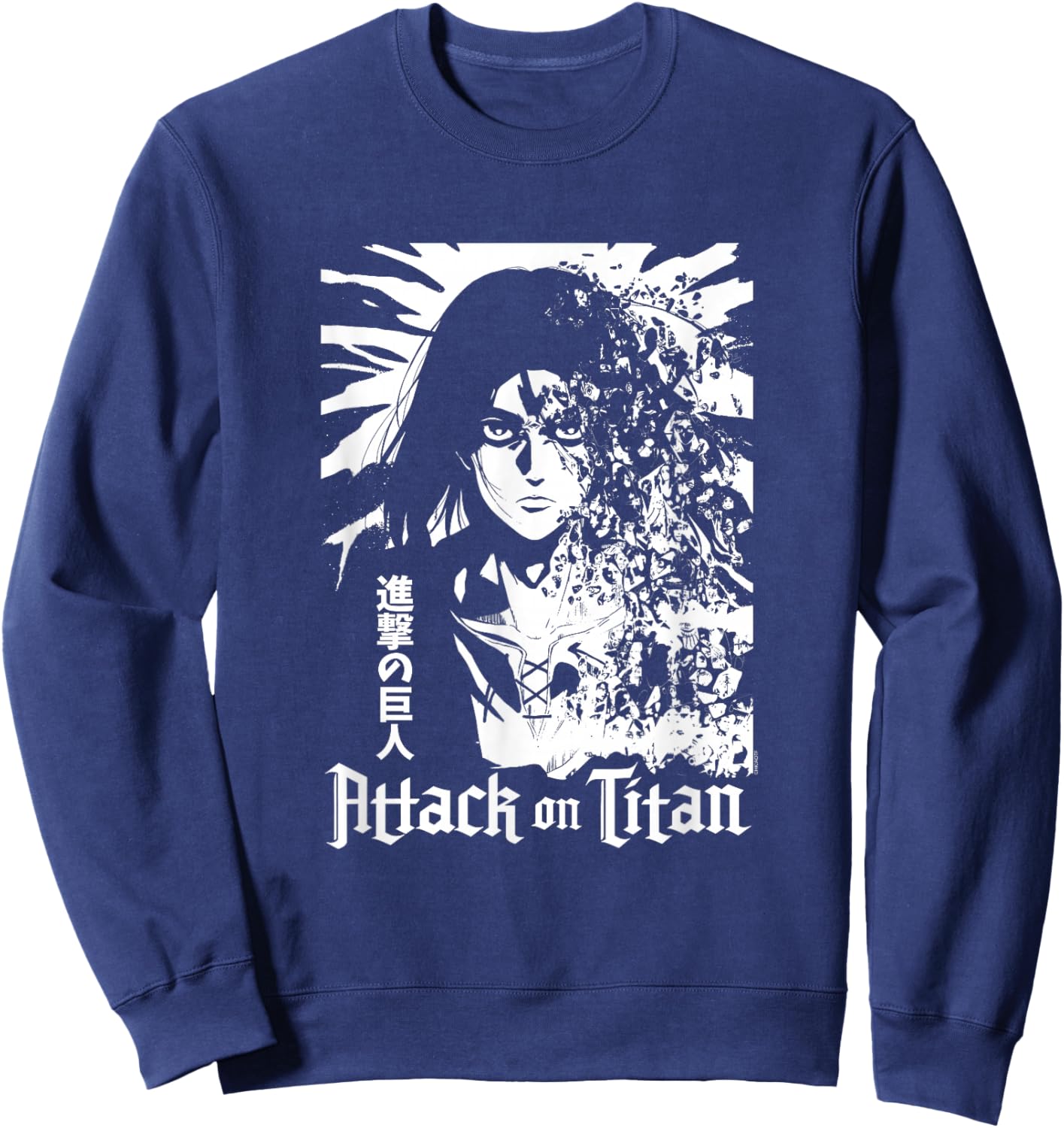 Attack on Titan Season 4 Eren Explosion White Graphic Anime Sweatshirt - Sweatshirt | Navy
