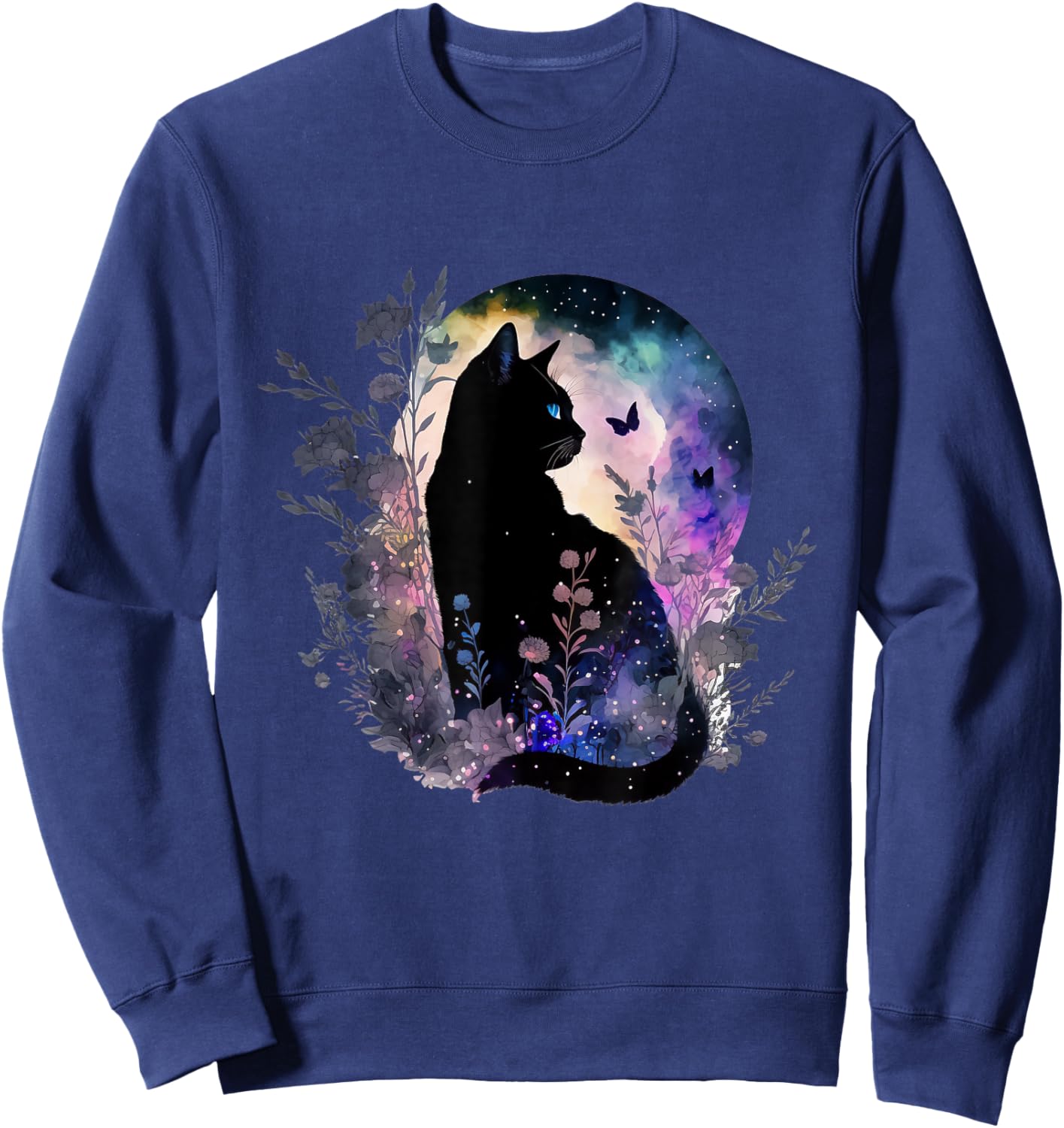 Cute Cat Motifs Cat Sweatshirt - Sweatshirt | Navy