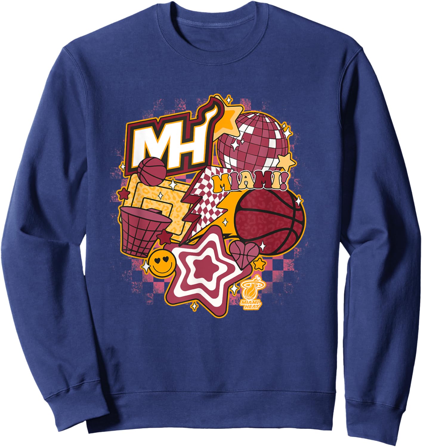 NBA Miami Heat Psychedelic Basketball Collage Sweatshirt - Sweatshirt | Navy