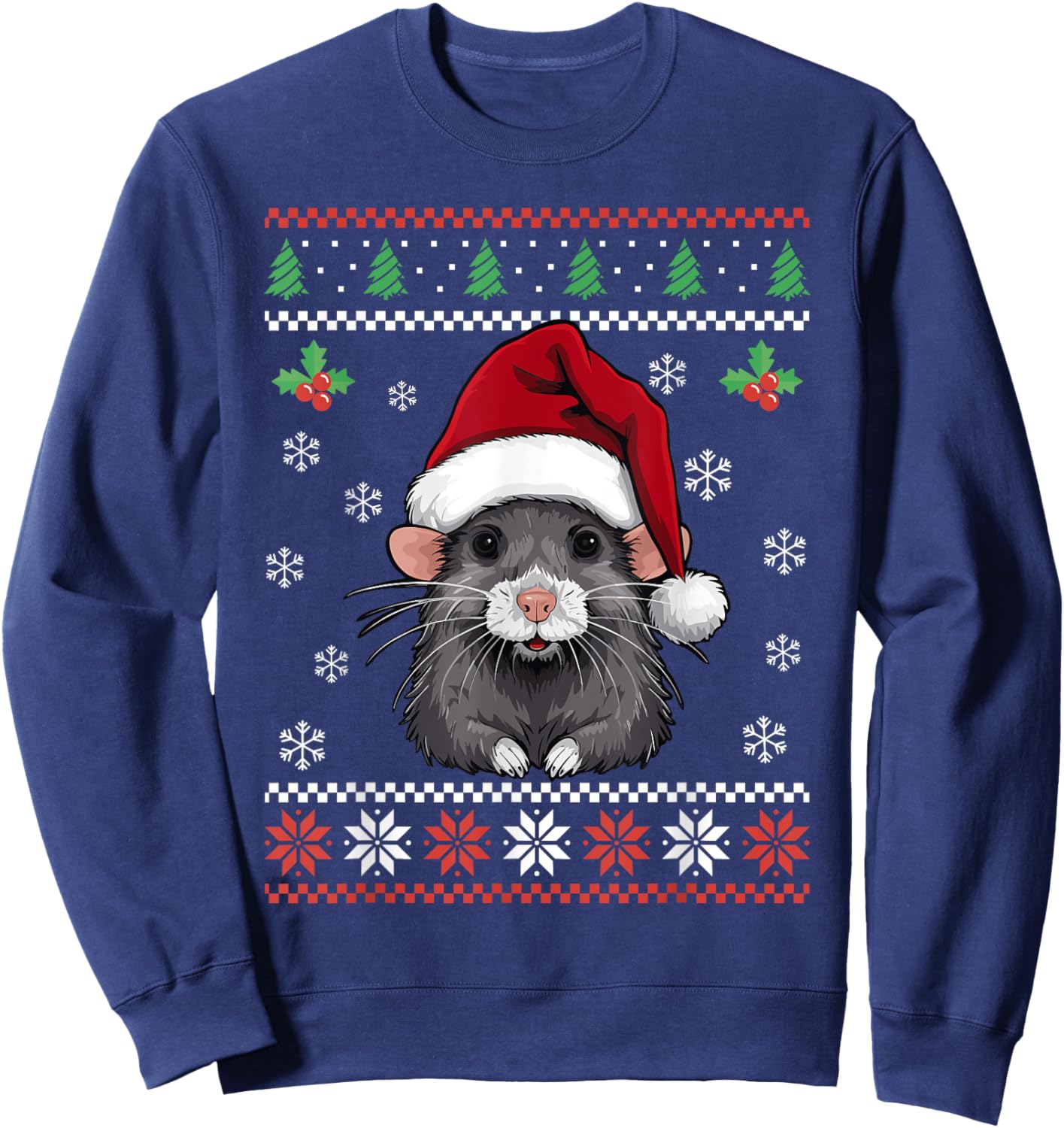 Rat Ugly Christmas Sweater Mouse Xmas for Adults Kids Sweatshirt - Sweatshirt | Navy