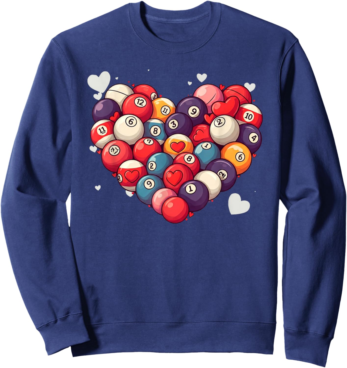 Funny Billiards Heart Valentine Billiard Kids Sweatshirt - Sweatshirt | Navy