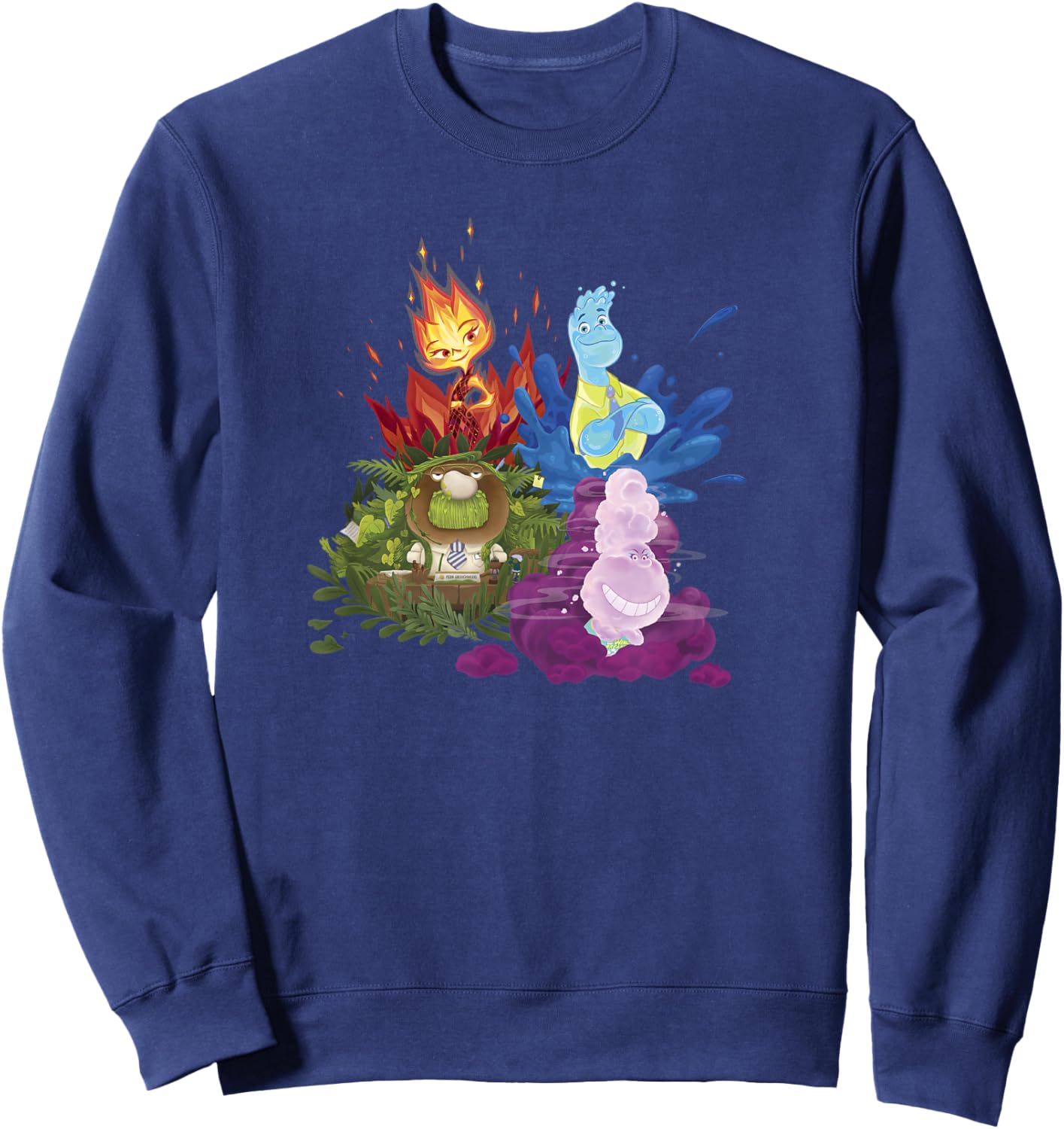 Disney Pixar Elemental Four Elements Group Shot Poster Sweatshirt - Sweatshirt | Navy