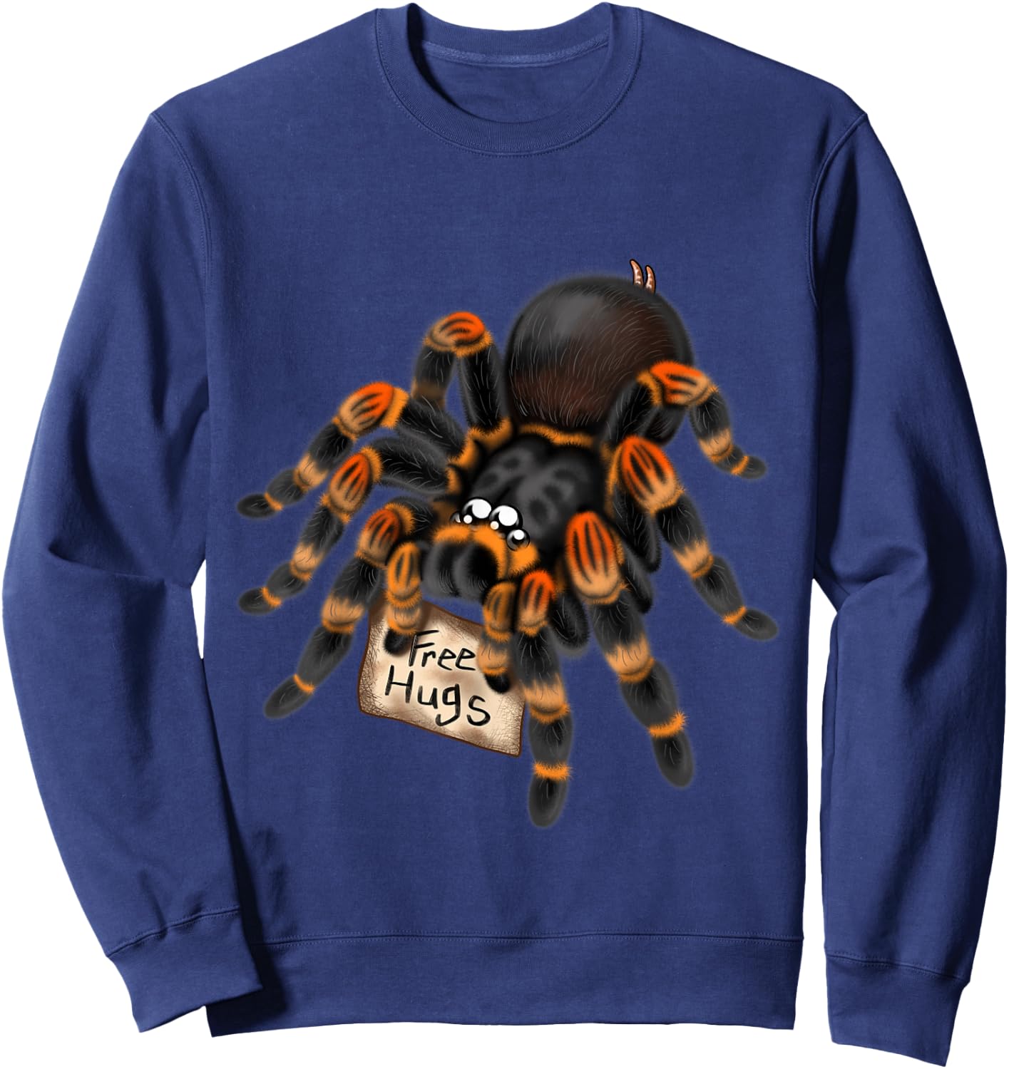 Red Orange Knee Tarantula Spider Hugs Sweatshirt - Sweatshirt | Navy
