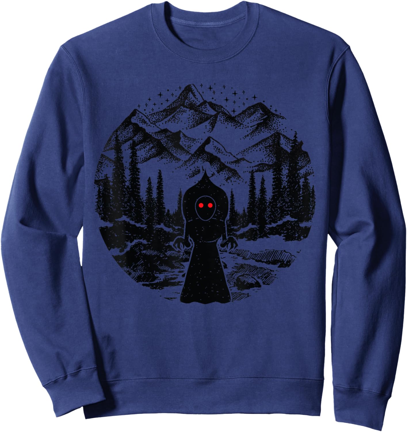 Flatwoods Monster Art Mountains Stars Cryptozoology Cryptid Sweatshirt - Sweatshirt | Navy