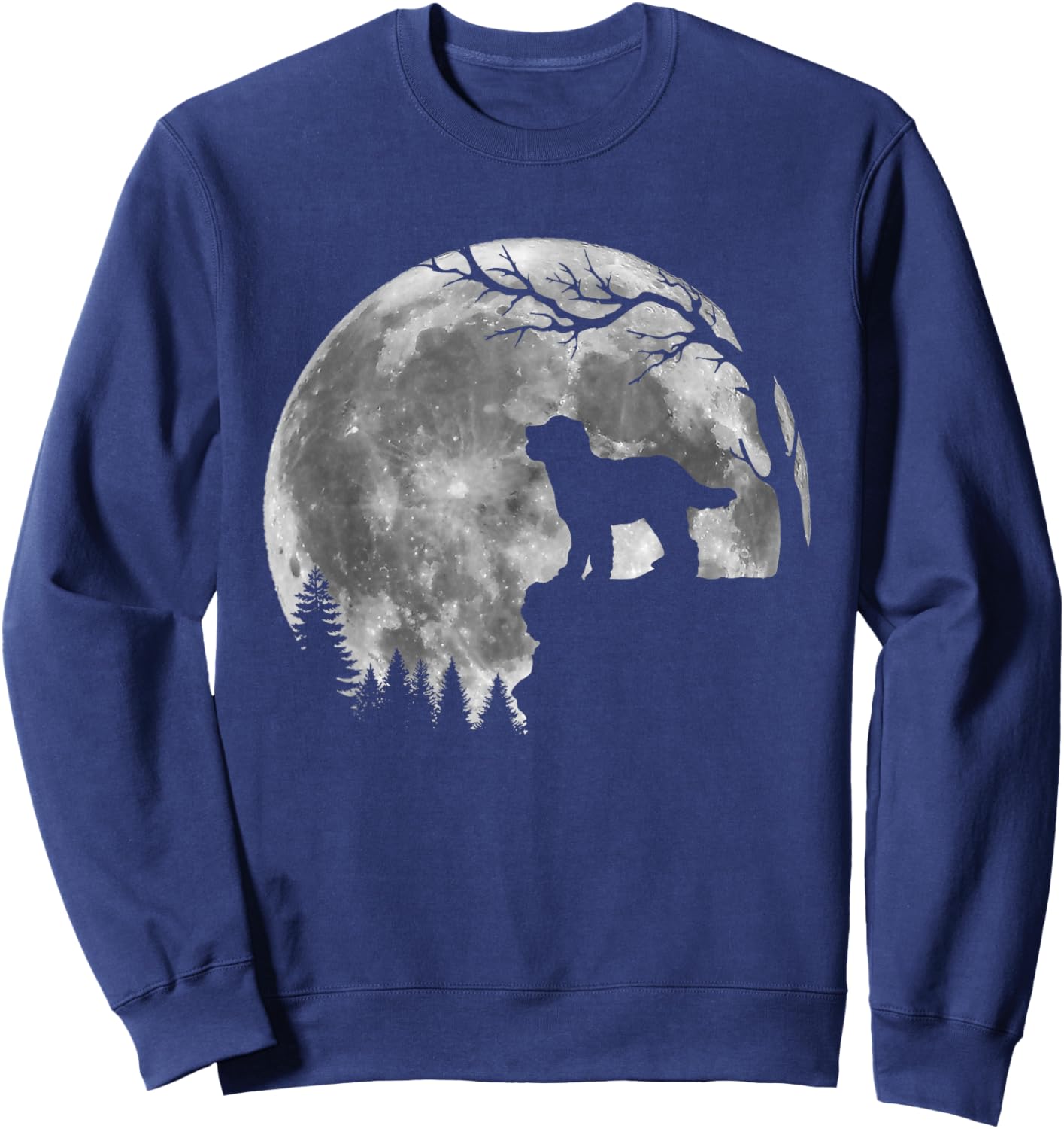 Bernedoodle Doodle Dog Moon Silhouette Halloween Costume Sweatshirt - Sweatshirt | Navy