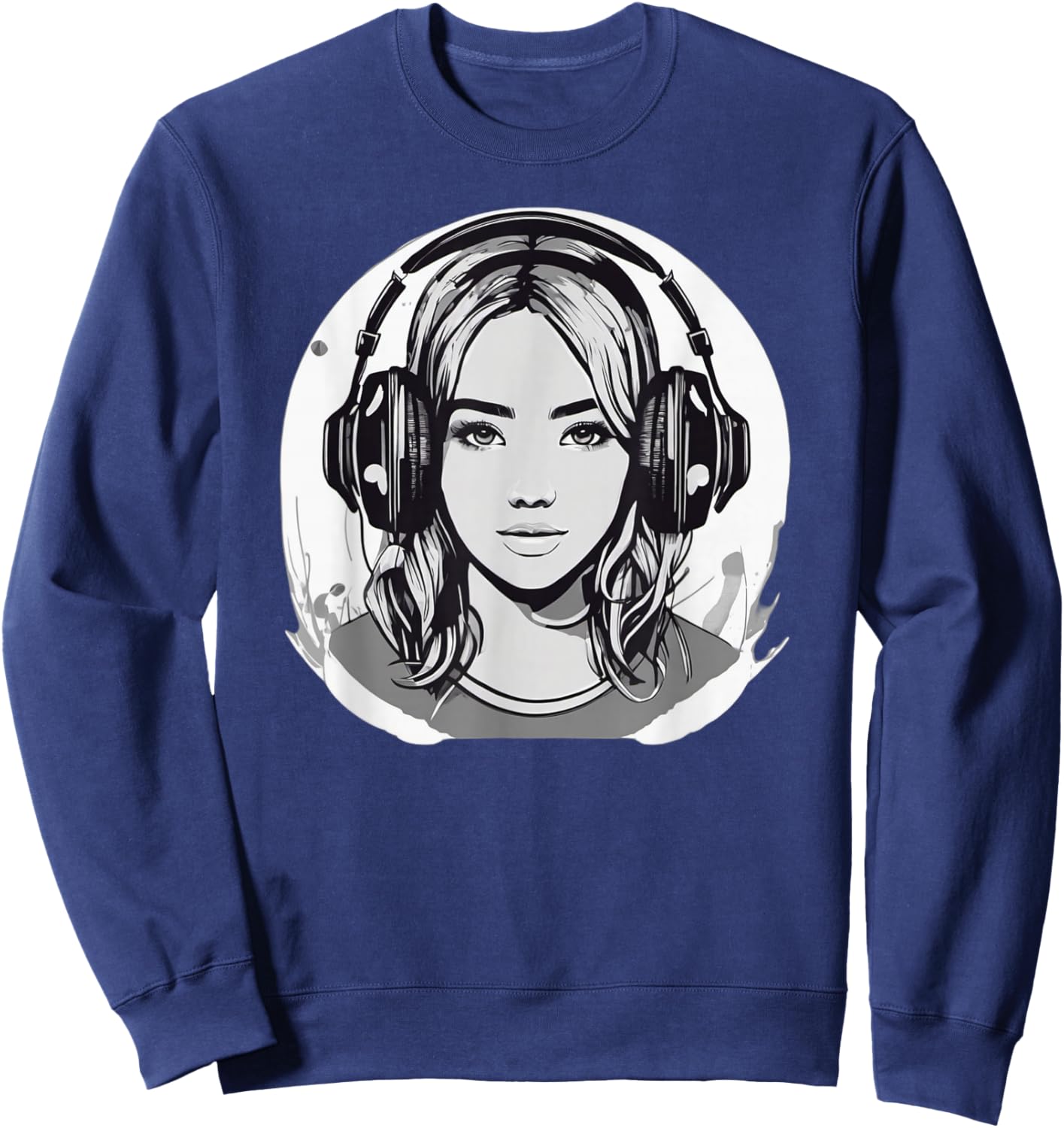 DJ Mädchen mit Kopfhörern Design Sweatshirt - Sweatshirt | Navy