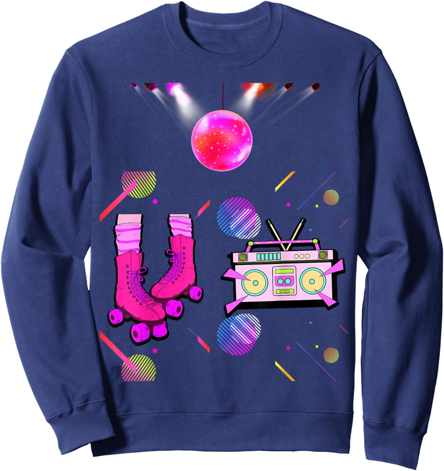 Retro Rollerskate Funny 80's Roller Disco Skating Girl Gifts Sweatshirt - Sweatshirt | Navy
