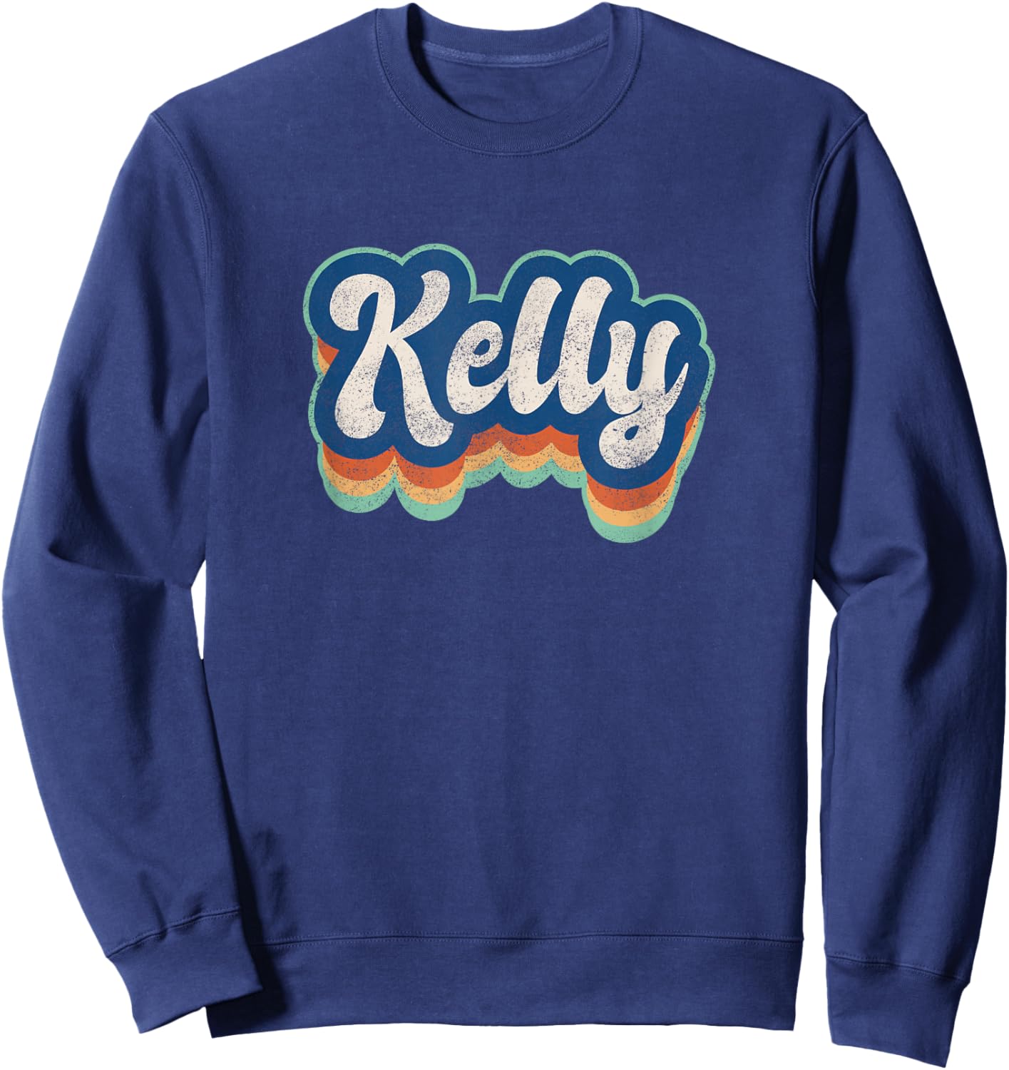Kelly First Name Girl Vintage Style 70s 80s Personalized Sweatshirt - Sweatshirt | Navy