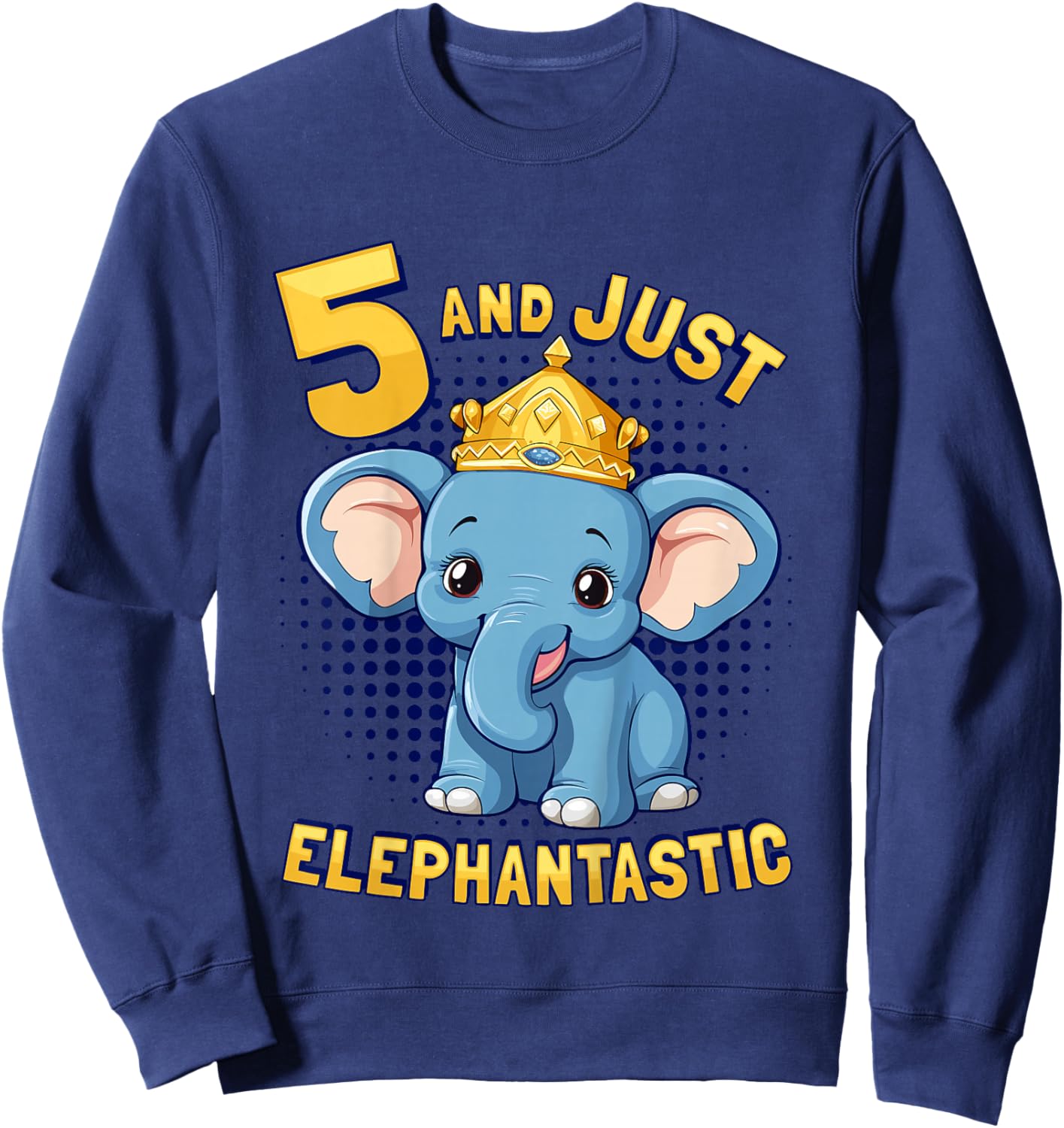 Kids Elephant 5th Birthday Child Age 5 Years Elephant Sweatshirt - Sweatshirt | Navy