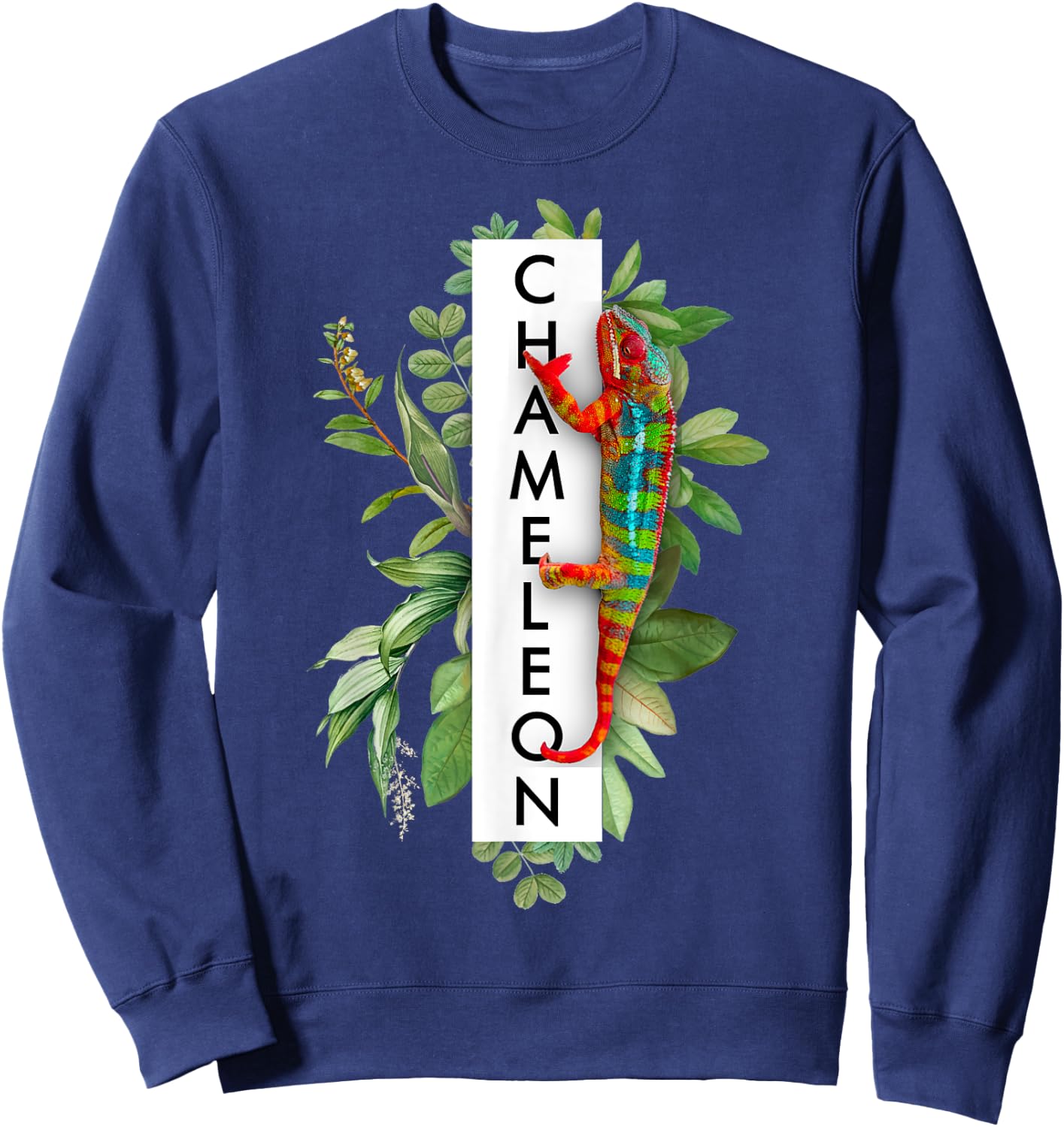Panther Chameleon Tropical Print Chameleon Lizard Sweatshirt - Sweatshirt | Navy